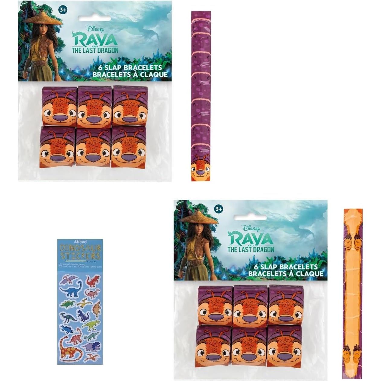 Suministros Fiesta Cumpleaños Disney Raya Dragón - 12 Pulseras y Stickers