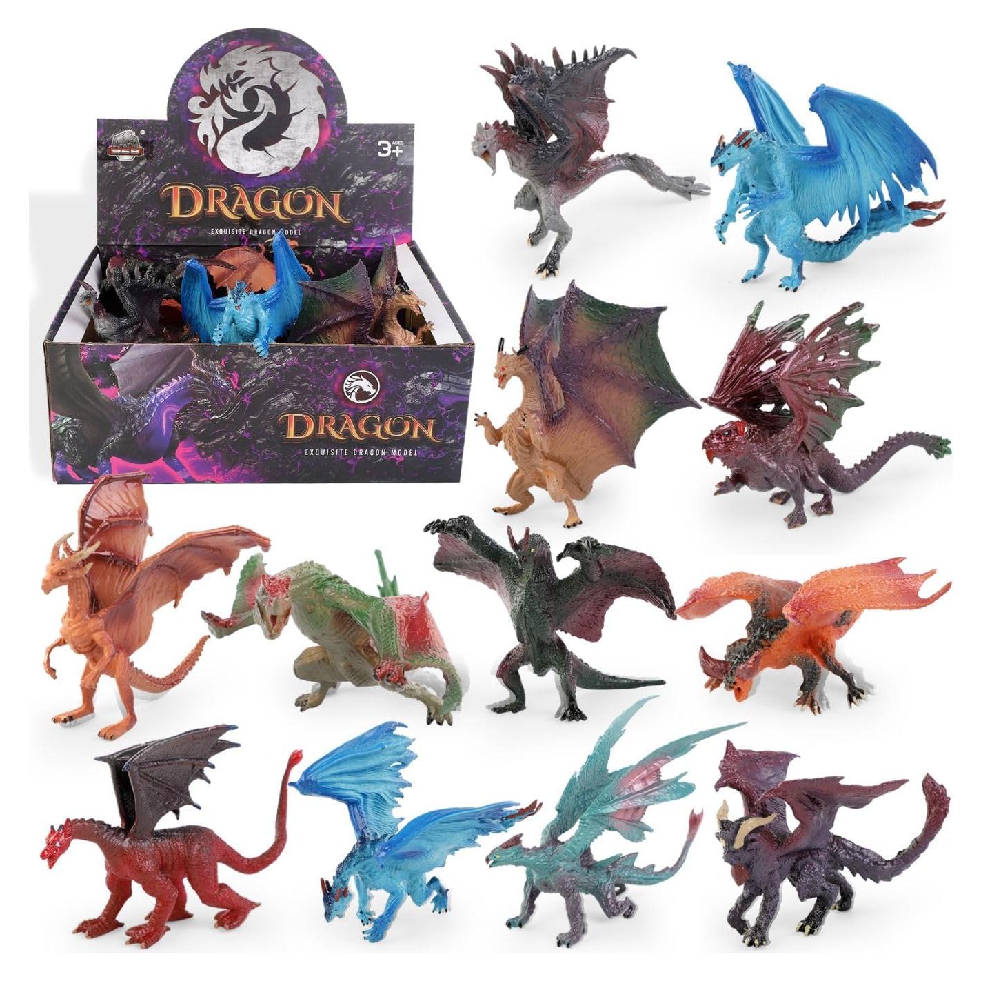 Set de 12 Figuras de Dragón Pintadas a Mano - Liberty Imports