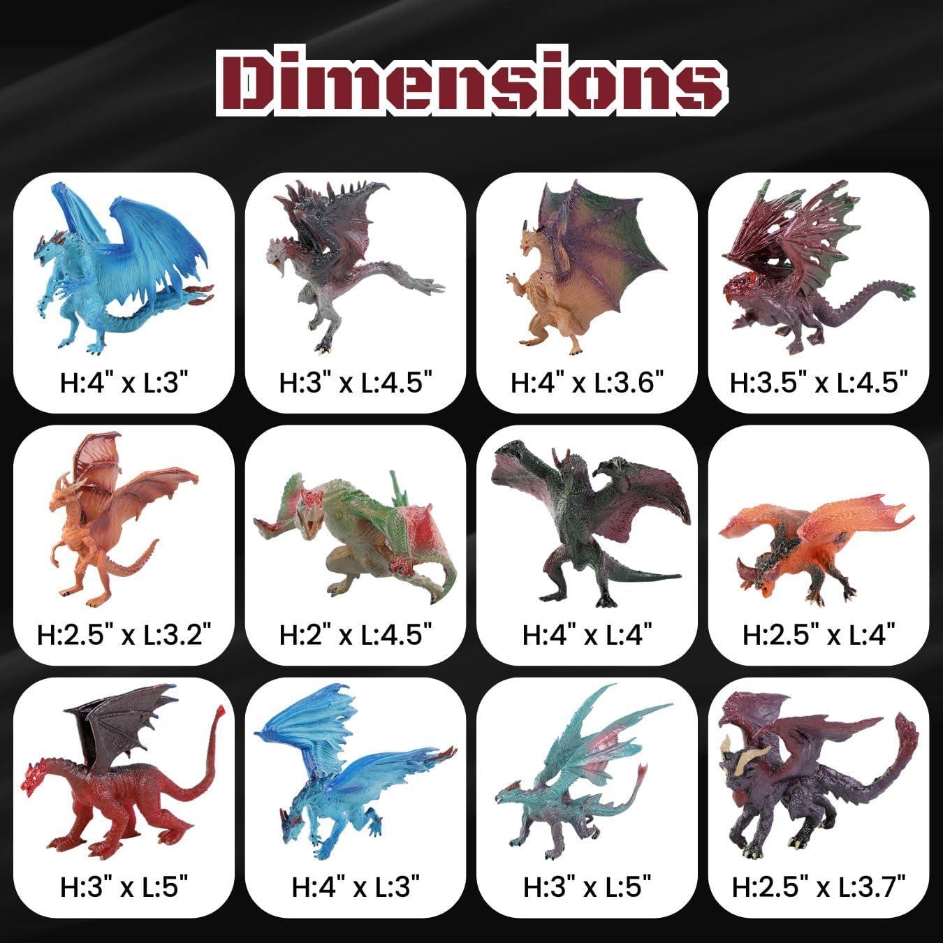 Set de 12 Figuras de Dragón Pintadas a Mano - Liberty Imports