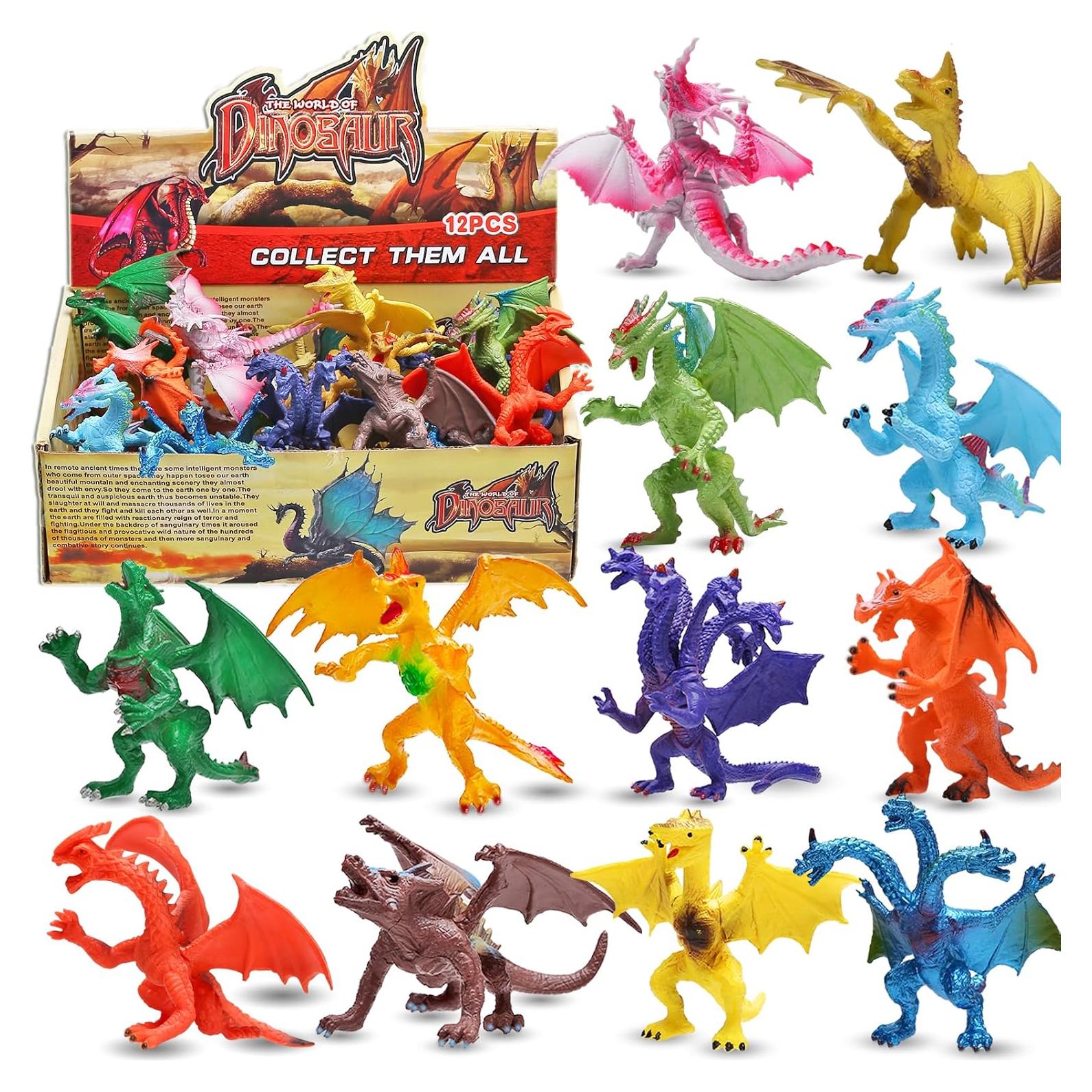 Juego de 12 Figuras de Dragón Mini 10.16 cm ValeforToy