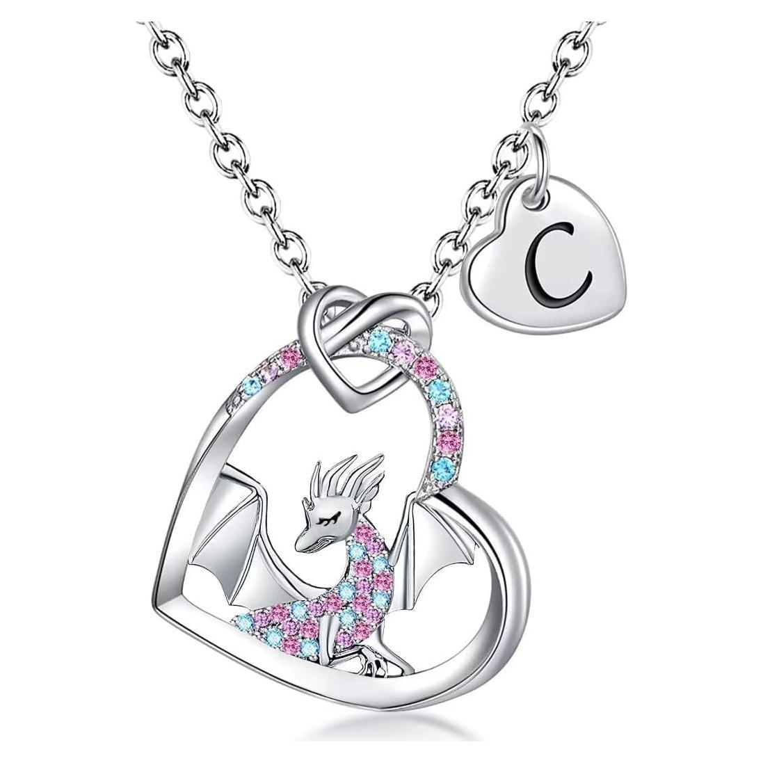 Collar de Dragón Arcoíris para Niñas - Joyería de Iniciales