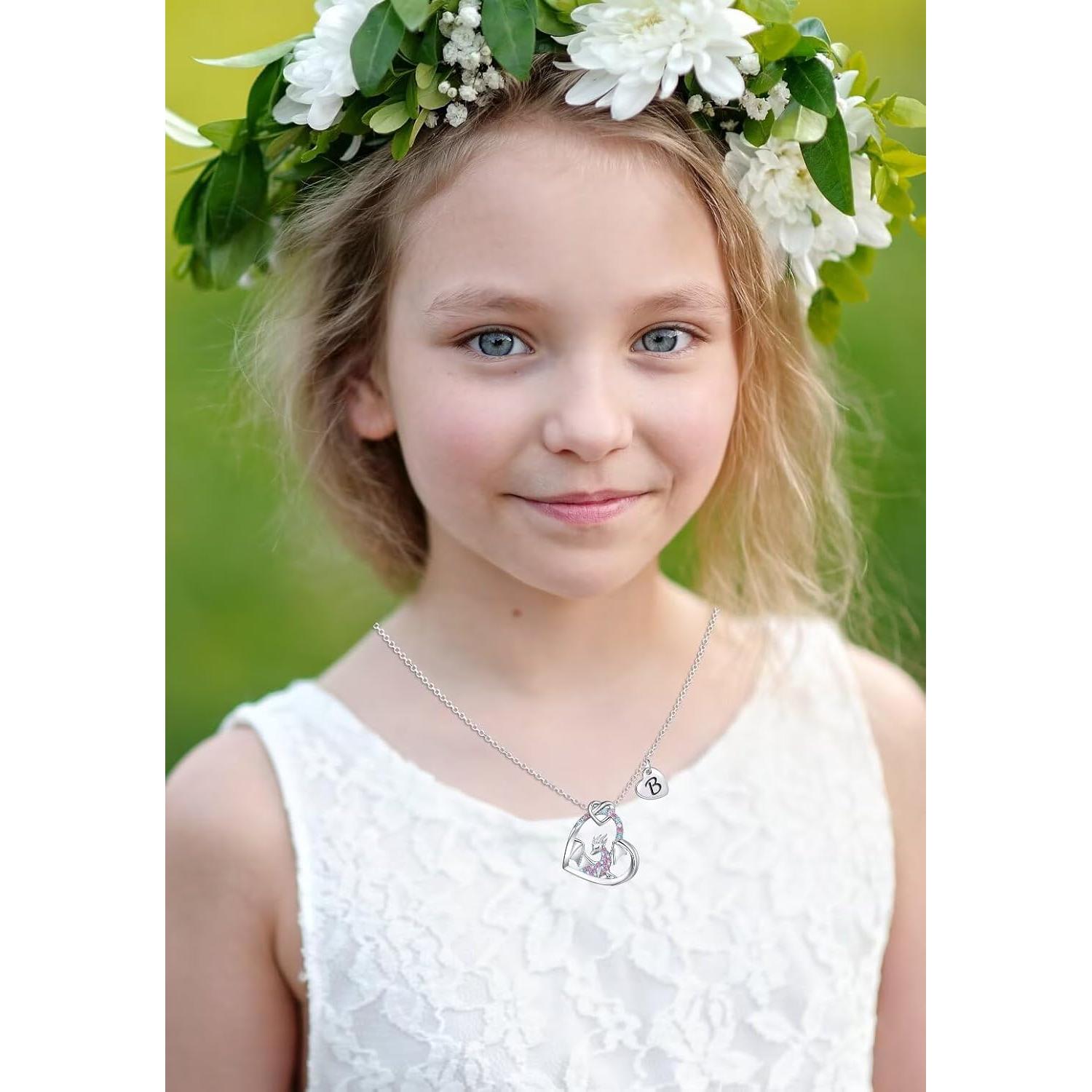 Collar de Dragón Arcoíris para Niñas - Joyería de Iniciales