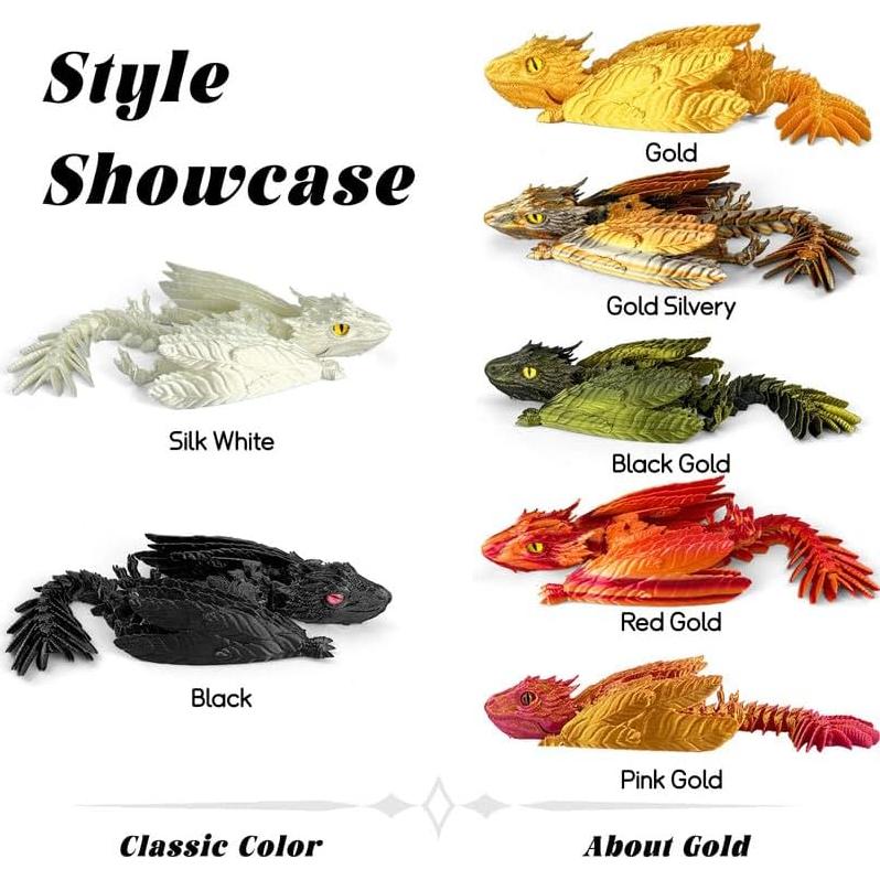 Dragón Wyvern Plumoso 3D Verde Noctilucente - Juguete Articulado