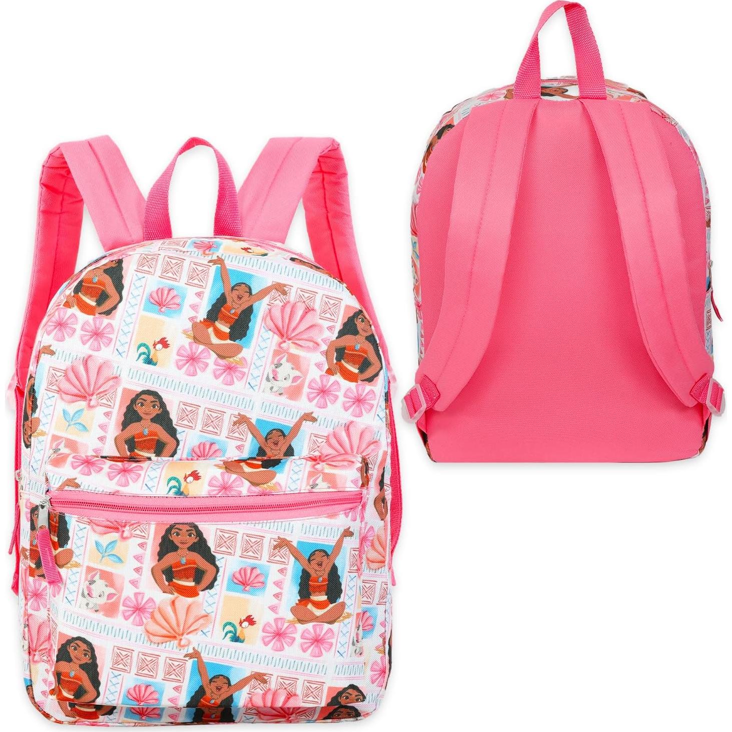 Mochila de Moana Disney 40.6cm + Botella de Agua y Stickers