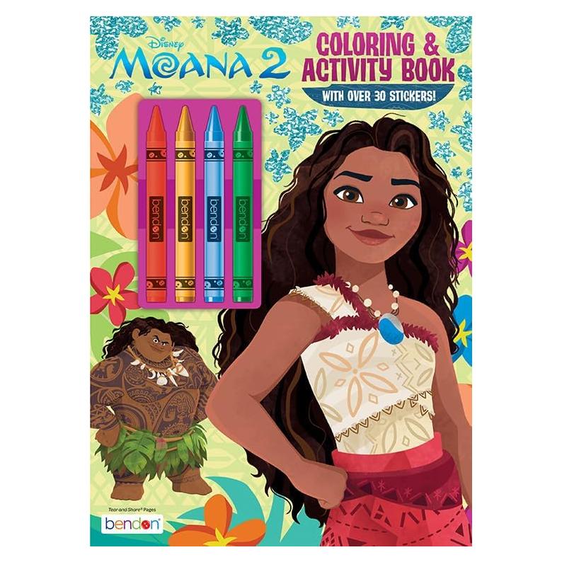 Libro de Colorear Moana 2 Bendon con 4 Crayones y Stickers