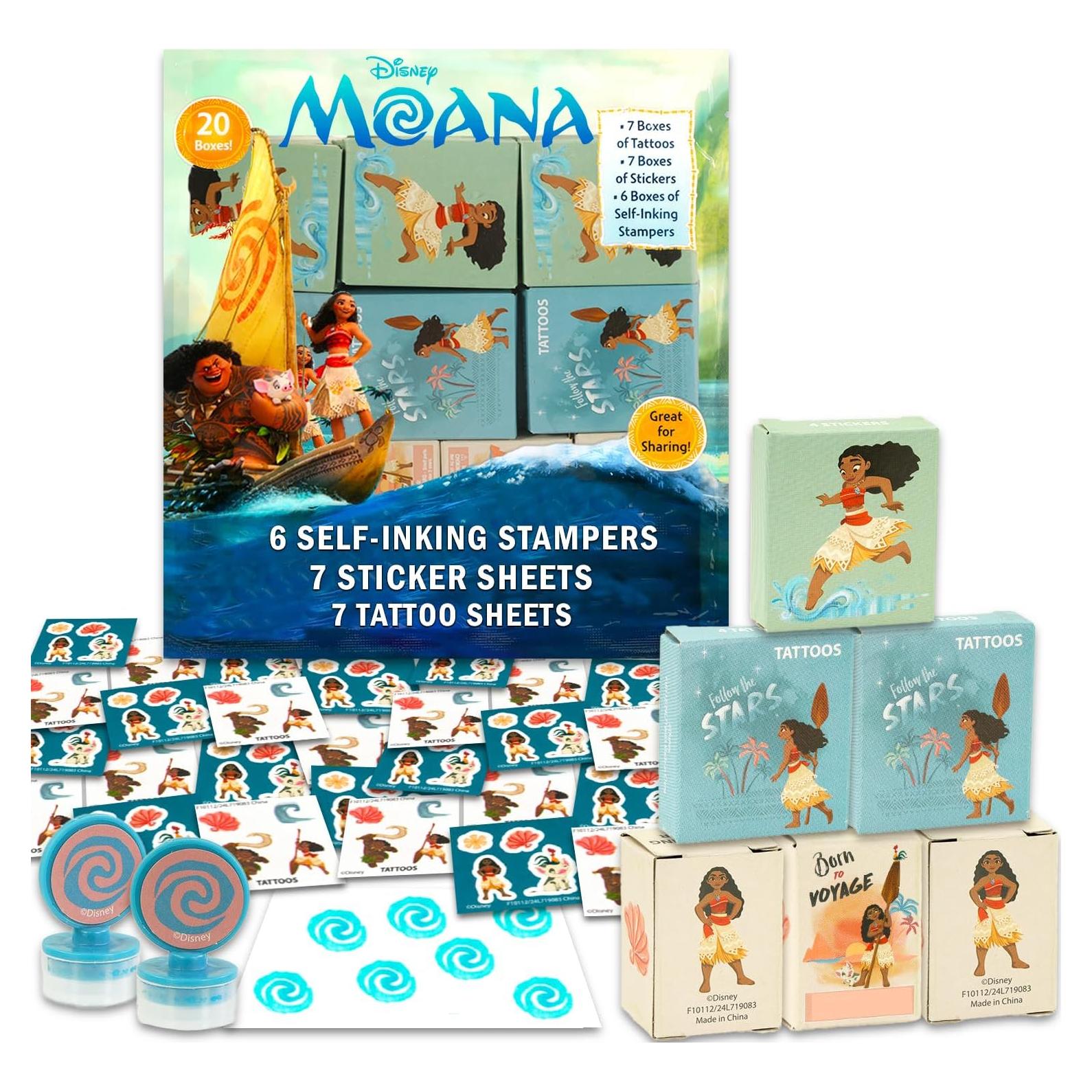 Cajas de Favor Moana para 20 Invitados - 20 Piezas con Stickers y Tatuajes