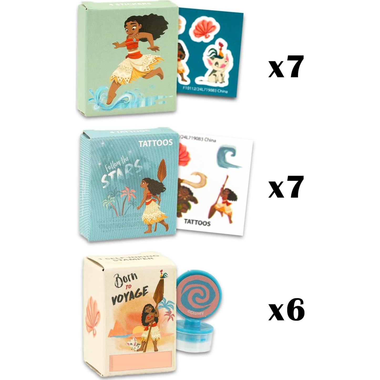 Cajas de Favor Moana para 20 Invitados - 20 Piezas con Stickers y Tatuajes