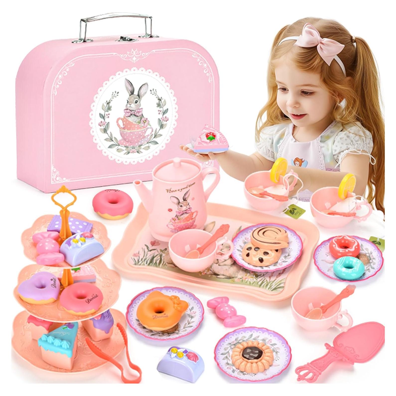 Juego de Té de Conejo - 46 Piezas para Niños 3 a 8 Años