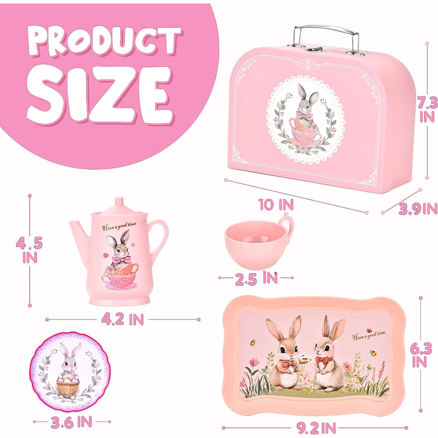 Juego de Té de Conejo - 46 Piezas para Niños 3 a 8 Años