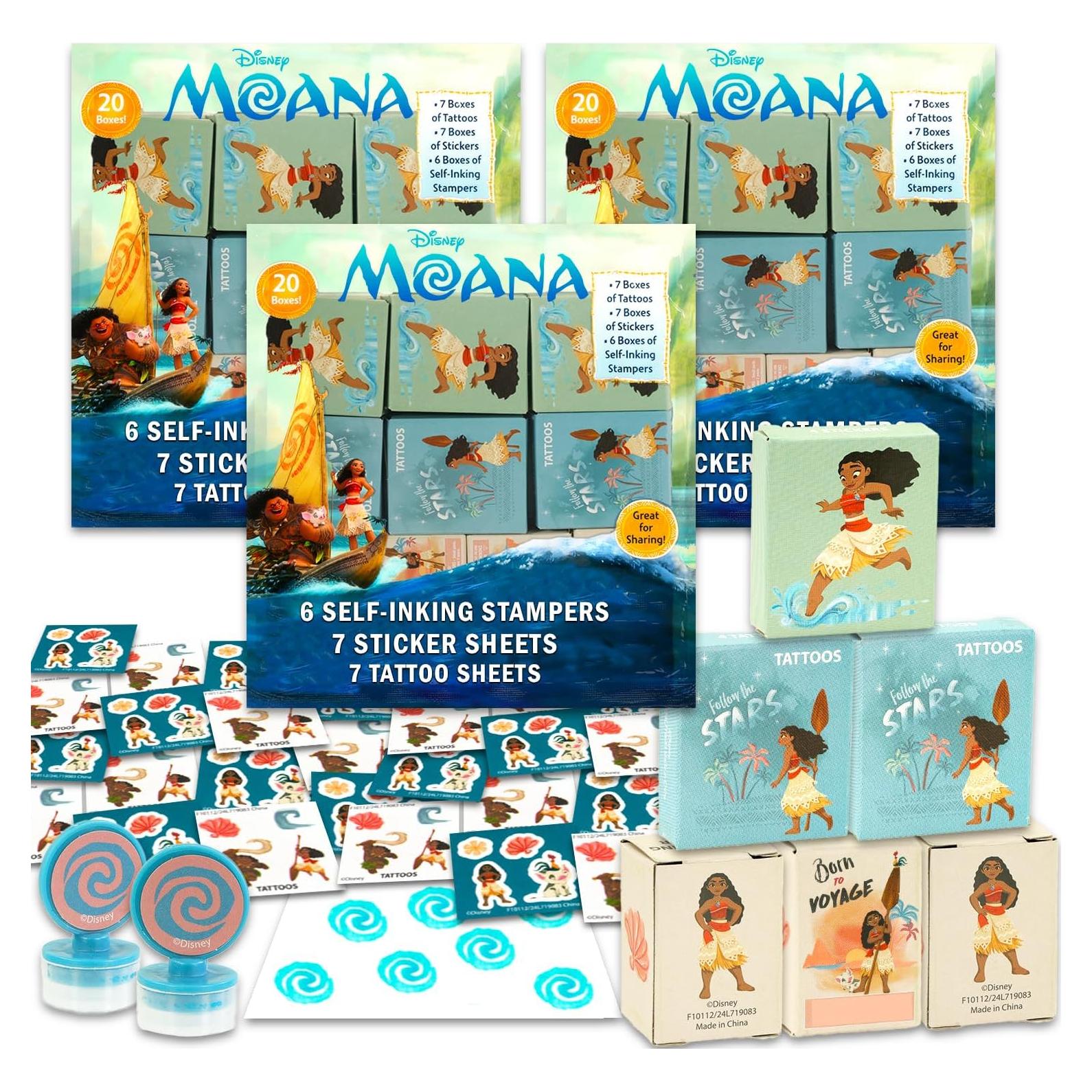 Cajas de Favor de Fiesta Moana - Paquete 60 Piezas con Pegatinas y Tatuajes