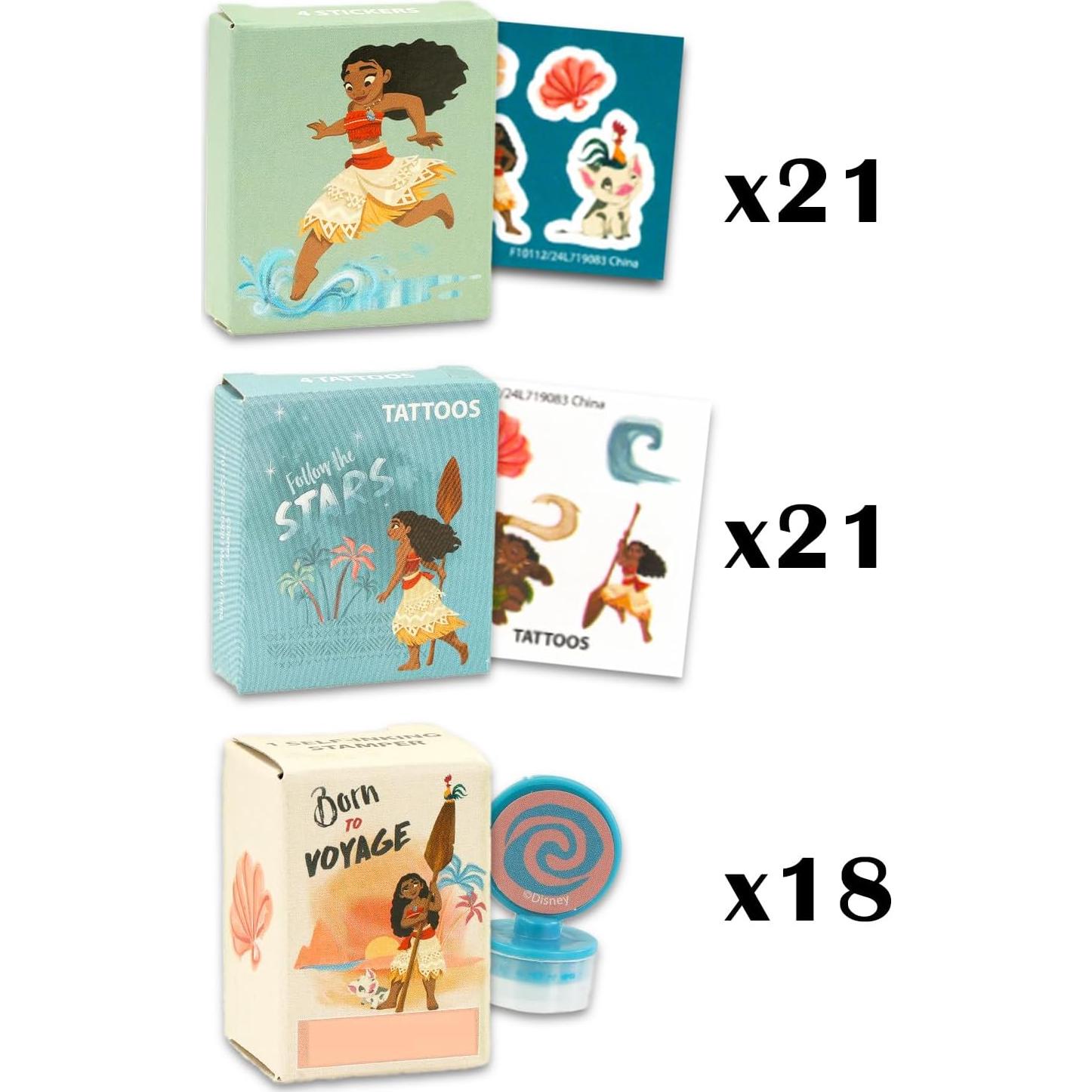 Cajas de Favor de Fiesta Moana - Paquete 60 Piezas con Pegatinas y Tatuajes