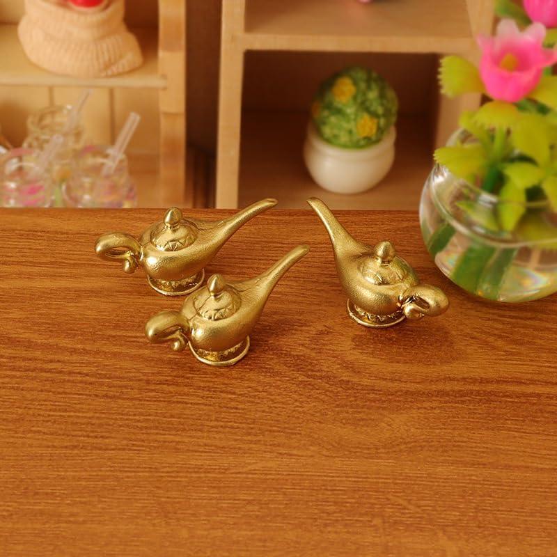 Lámpara de Genio Aladino Miniatura 1/12 Dorada Decorativa