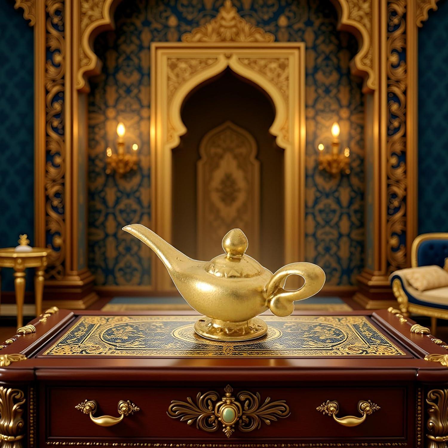 Lámpara de Genio Aladino Miniatura Dorada 1/12 para Muñecas