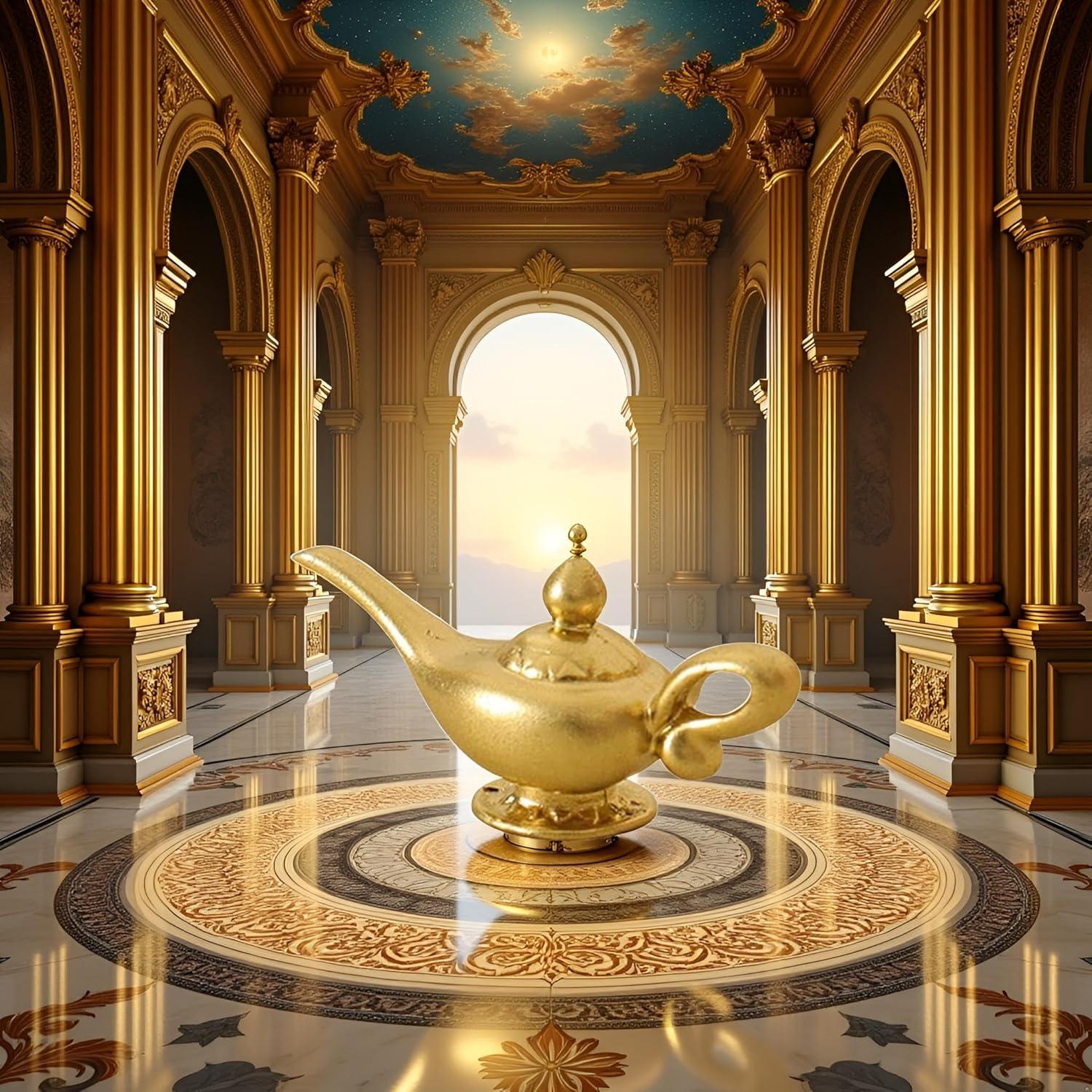 Lámpara de Genio Aladino Miniatura Dorada 1/12 para Muñecas