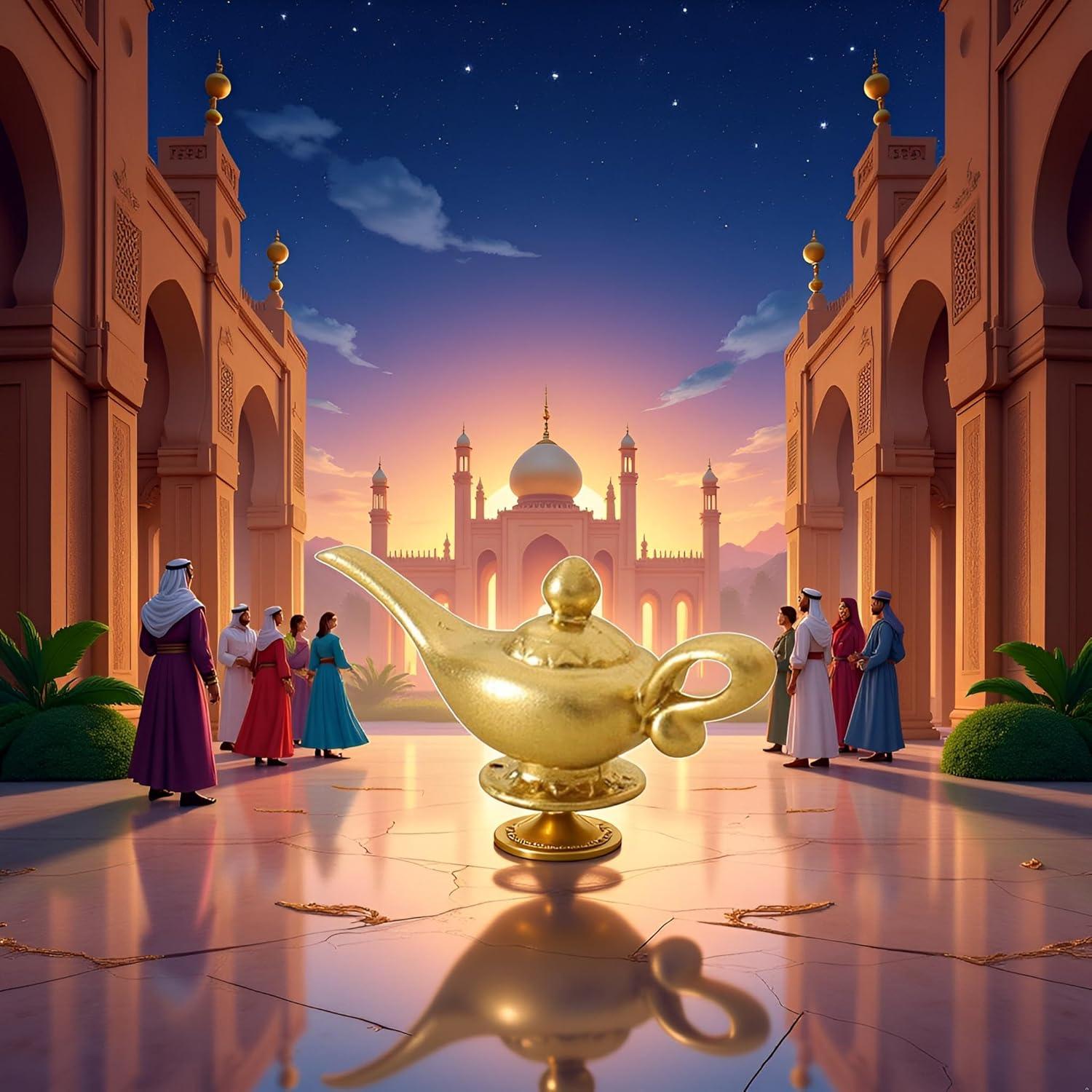 Lámpara de Genio Aladino Miniatura Dorada 1/12 para Muñecas