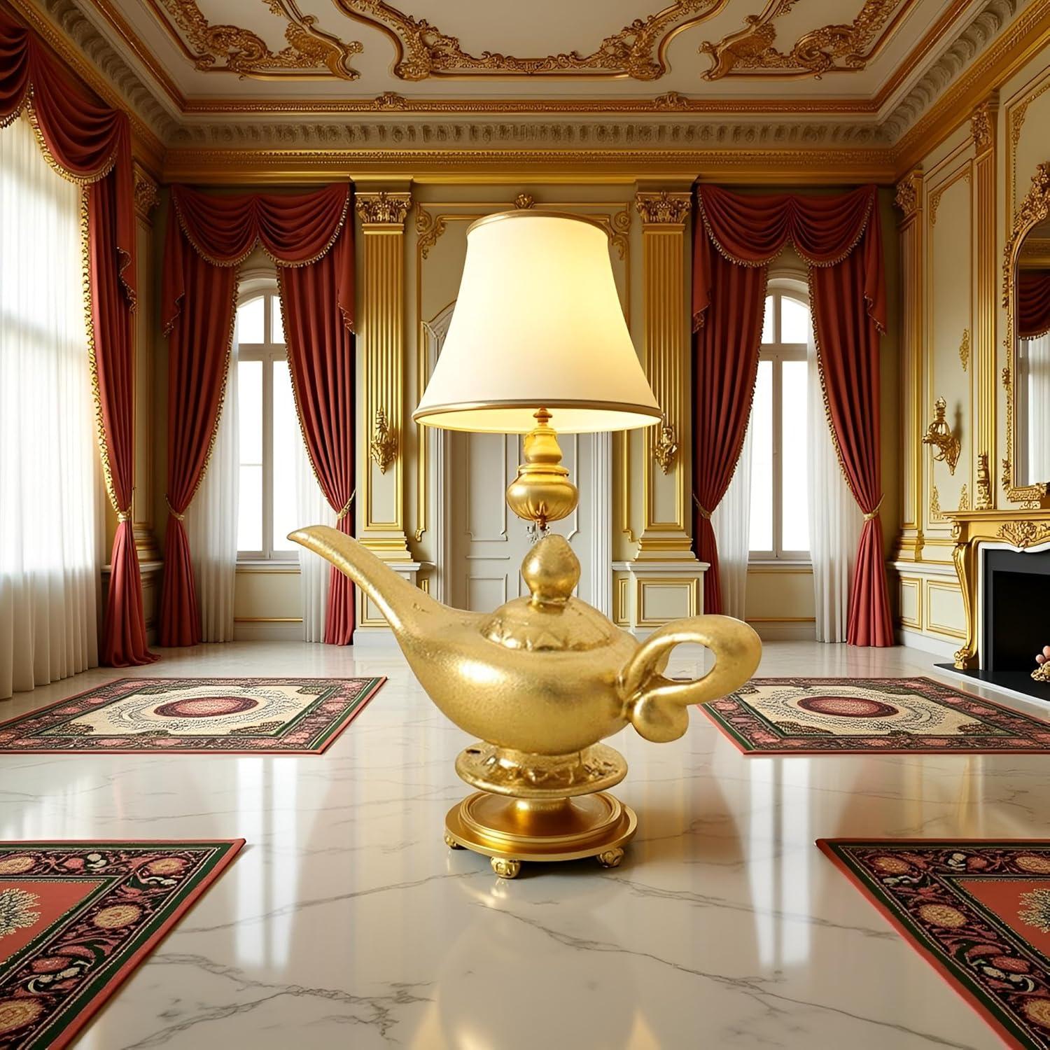 Lámpara de Genio Aladino Miniatura Dorada 1/12 para Muñecas