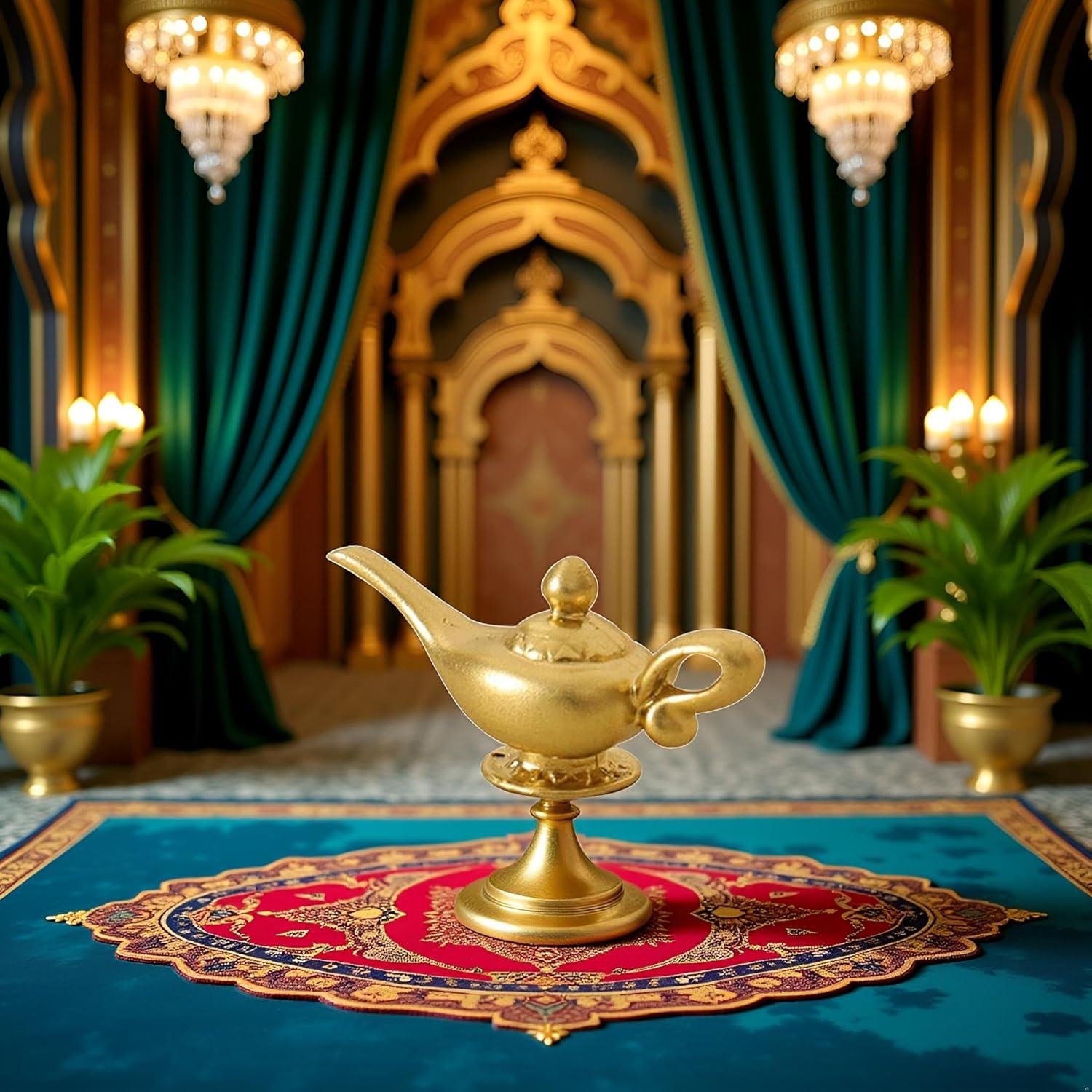 Lámpara de Genio Aladino Miniatura Dorada 1/12 para Muñecas