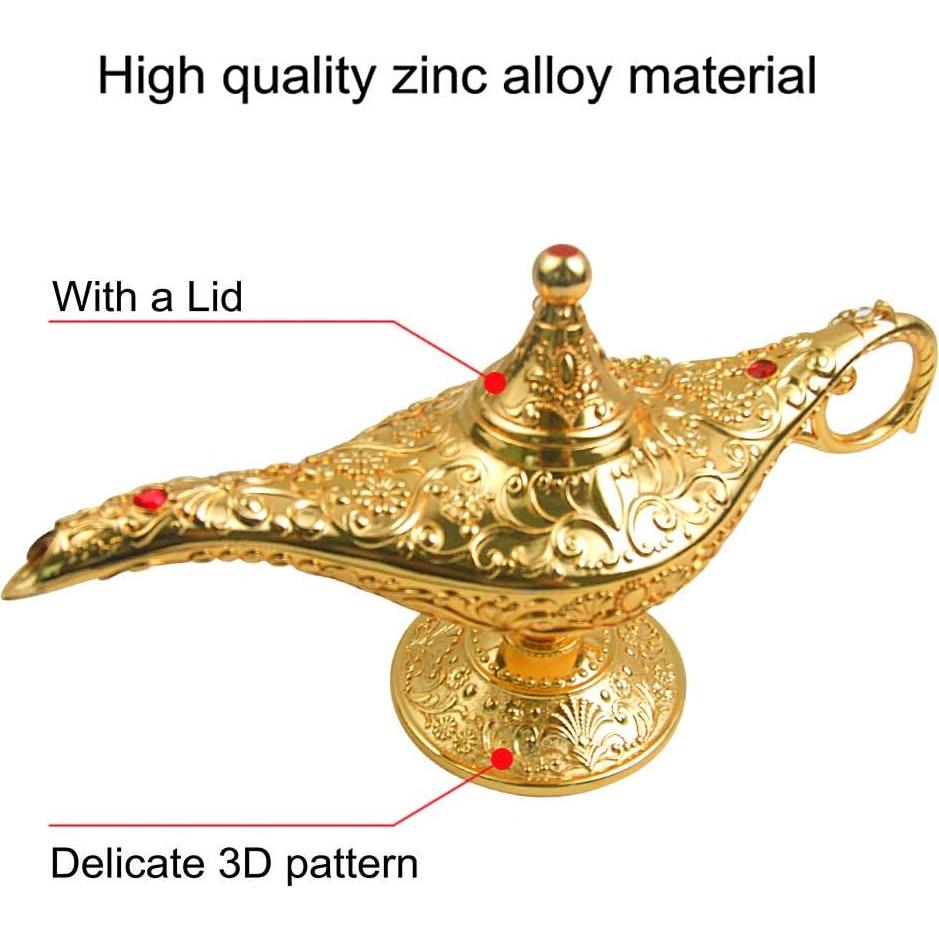 Lámpara Mágica de Aladino Vintage Oro 20.7x11.3cm Decoración