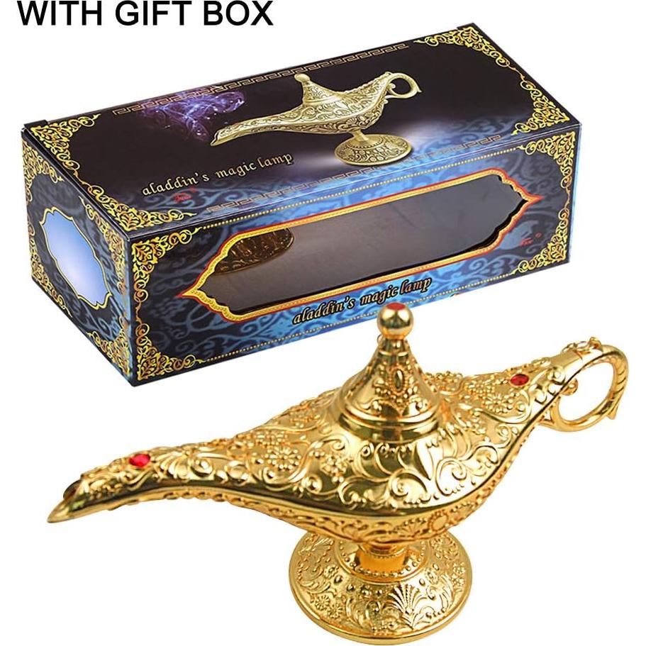 Lámpara Mágica de Aladino Vintage Oro 20.7x11.3cm Decoración