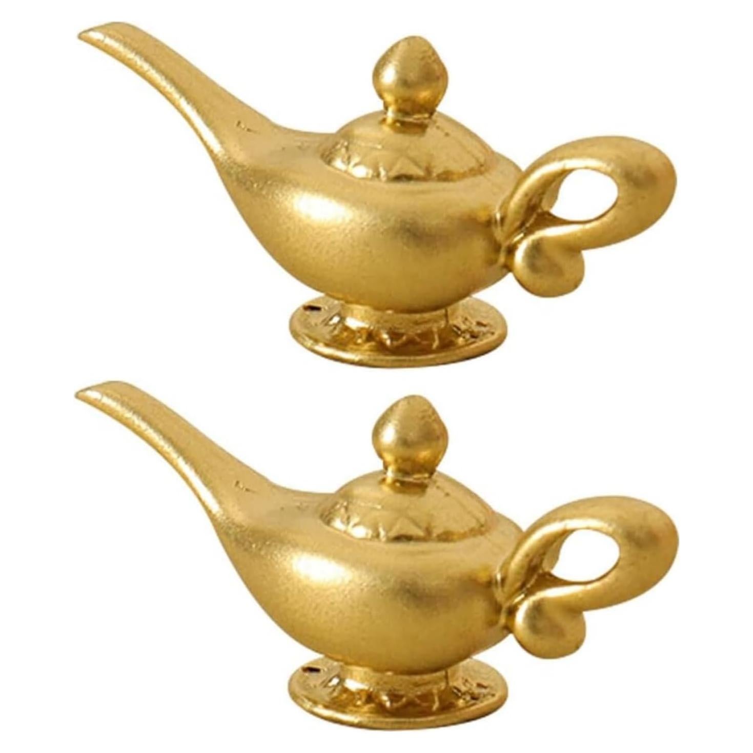 Conjunto 2 Lámparas de Genio Aladino Miniatura 1/12 Doradas