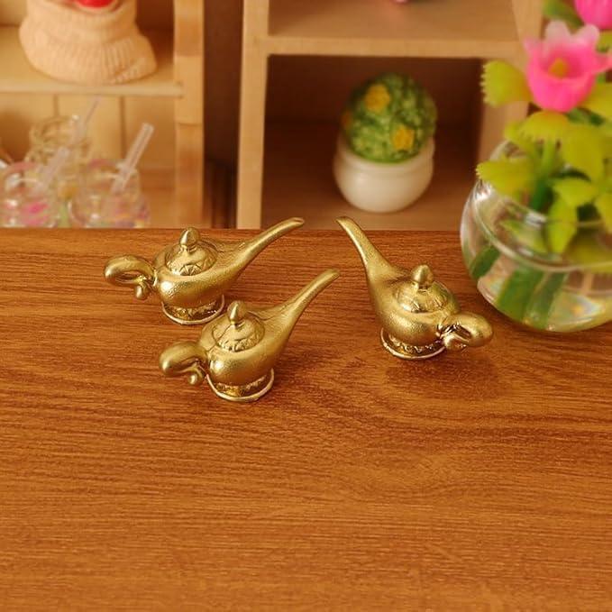 Conjunto 2 Lámparas de Genio Aladino Miniatura 1/12 Doradas