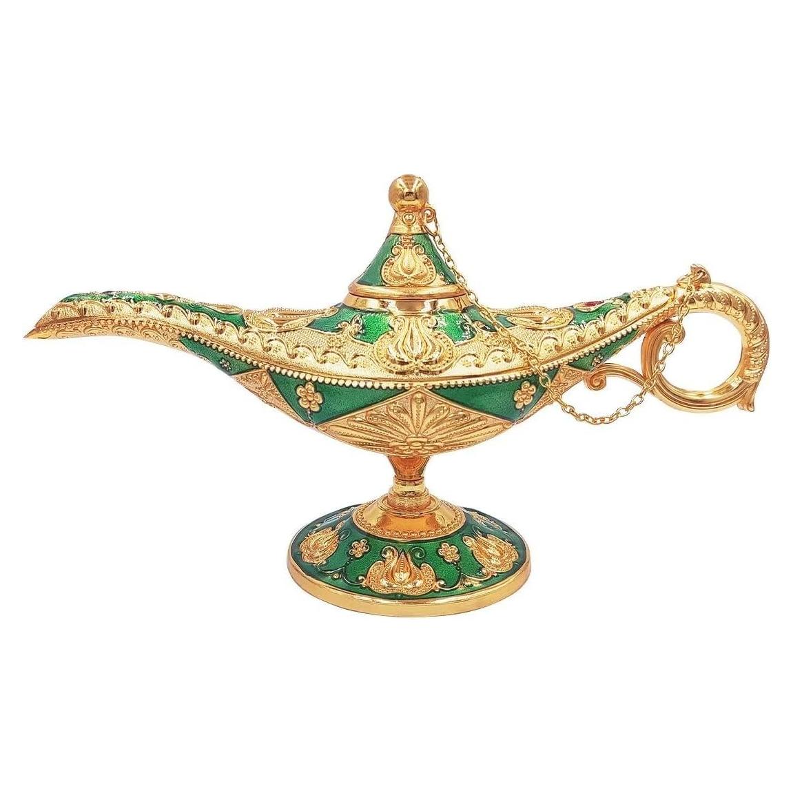 Lámpara Mágica de Genio Aladino Vintage Hourwof Verde Grande