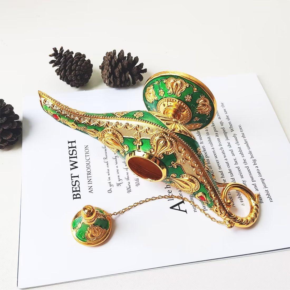 Lámpara Mágica de Genio Aladino Vintage Hourwof Verde Grande