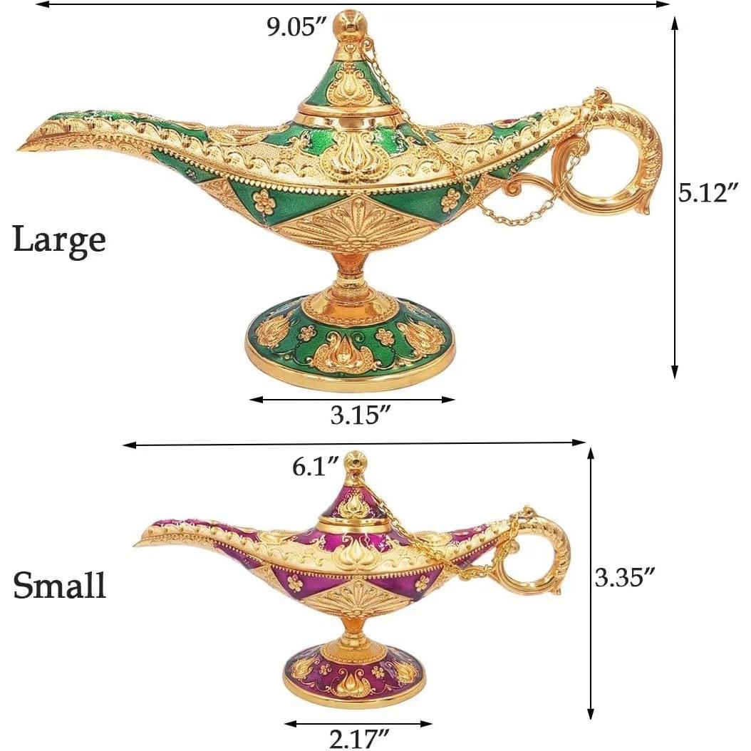 Lámpara Mágica de Genio Aladino Vintage Hourwof Verde Grande