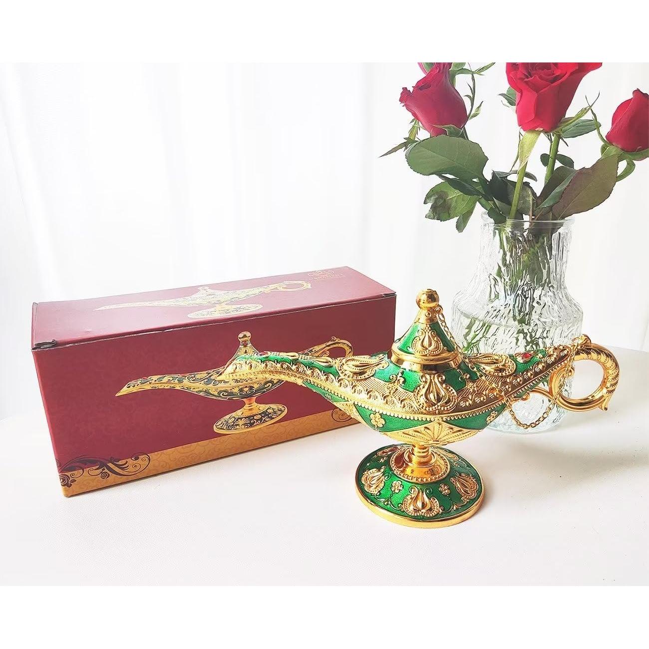 Lámpara Mágica de Genio Aladino Vintage Hourwof Verde Grande