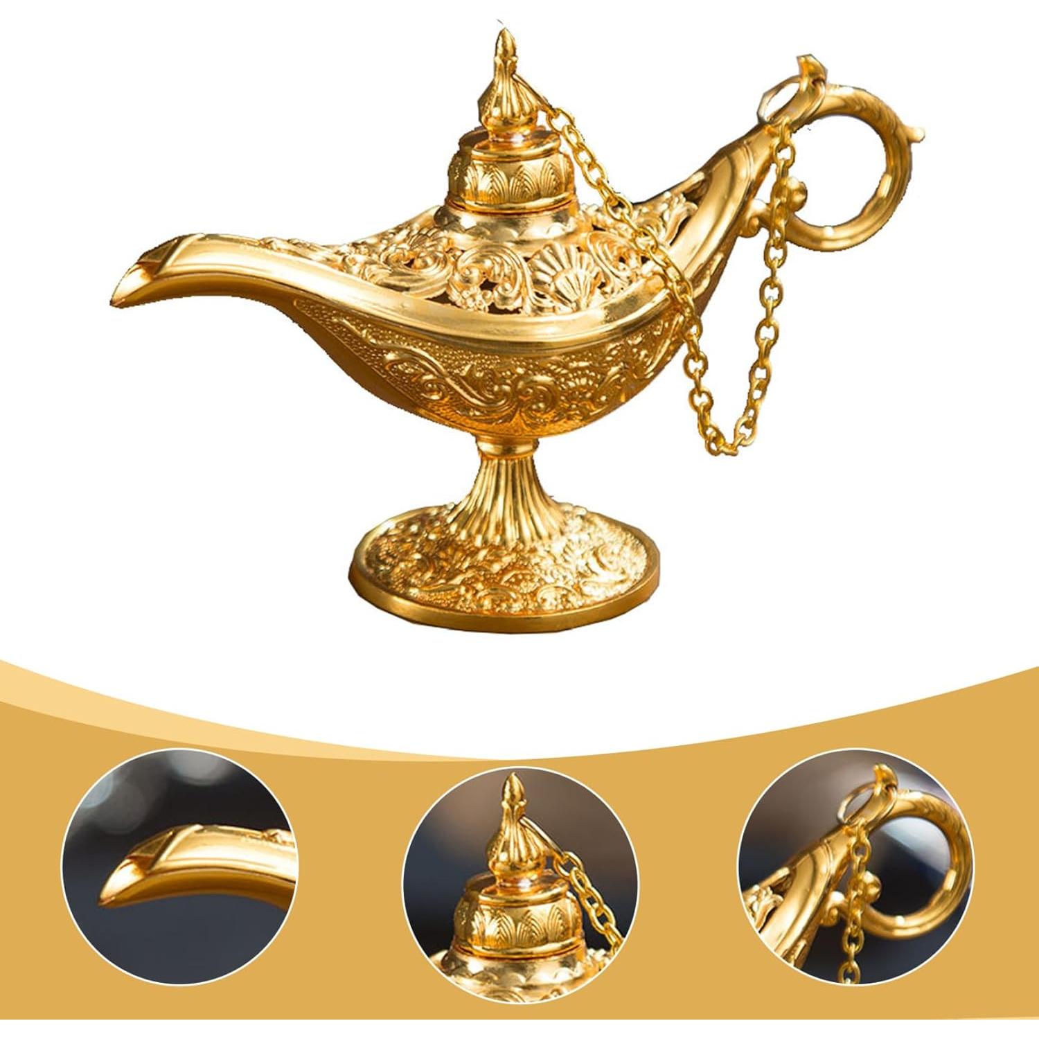 Lámpara de Aladino Dorada Vintage - Decoración y Cosplay