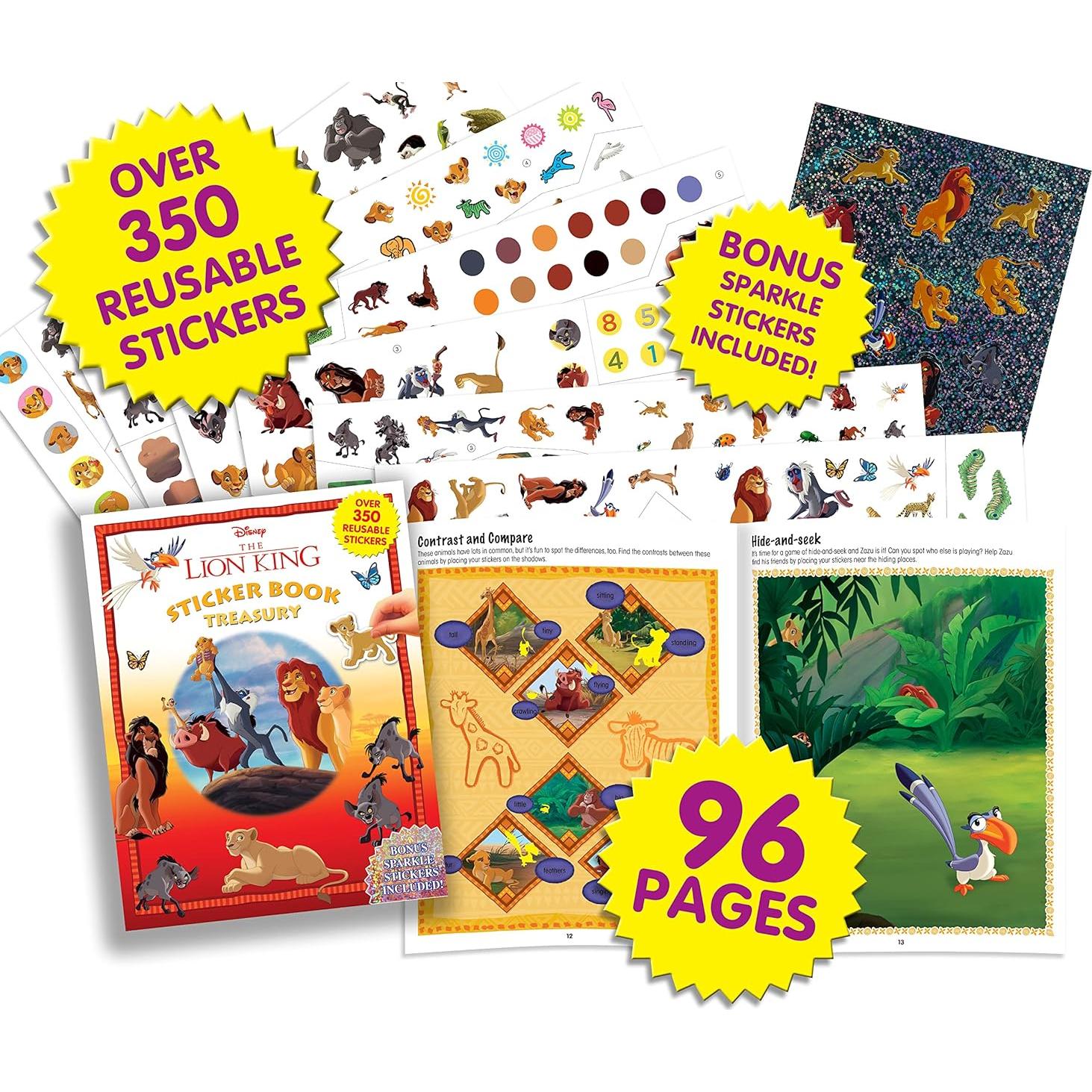 Disney Lion King Sticker Book Treasury - Activity Books for kids, 350 reusable stickers, 96 pages of fun