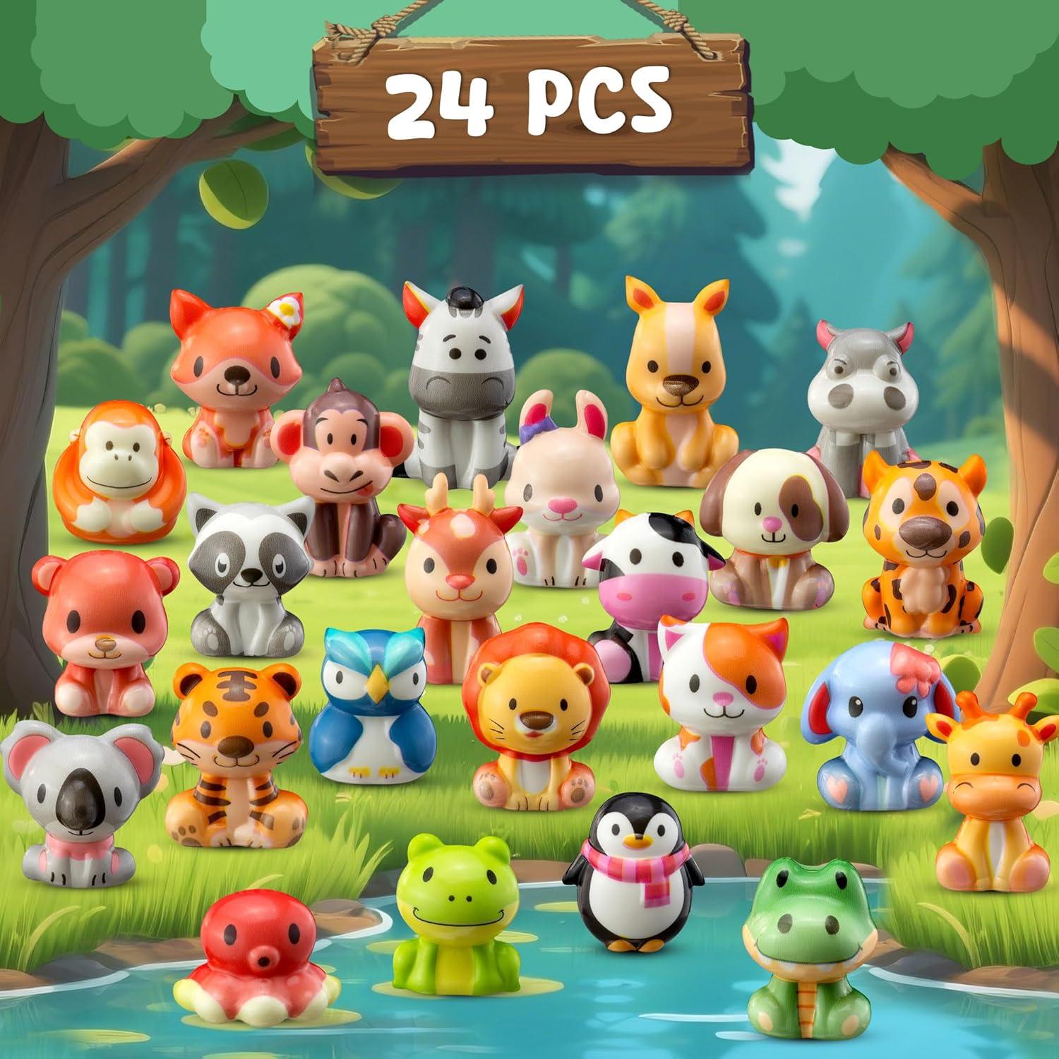 Juguetes Aplastables de Animales Safari DMIGHT 24PCS