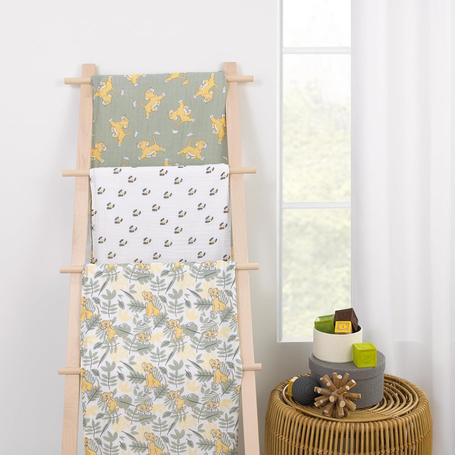 Juego de 3 Mantas de Muselina Disney Rey León 100% Algodón