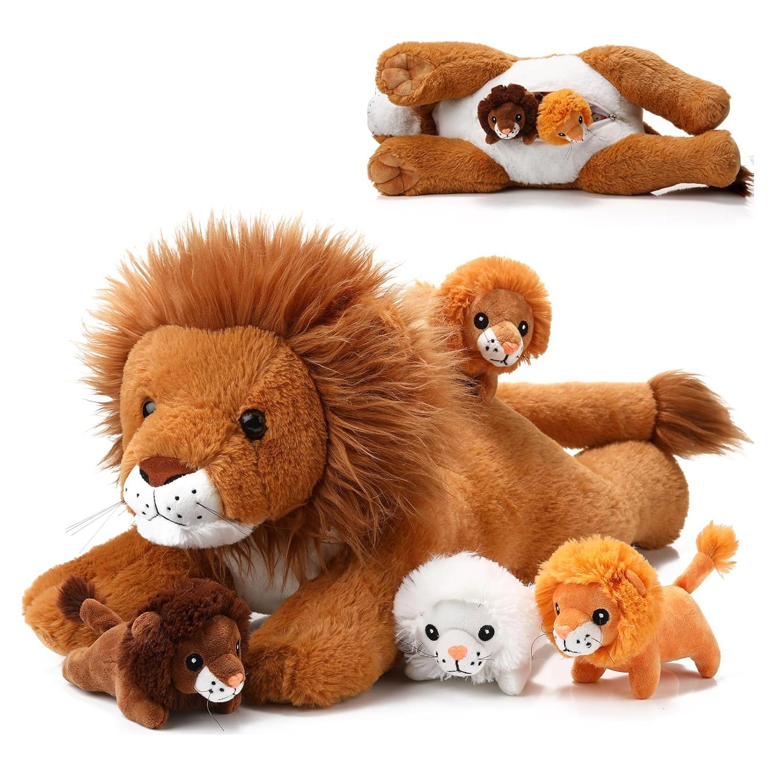 Conjunto de Peluches de León Honoson 5 Pcs 43 cm y 12 cm