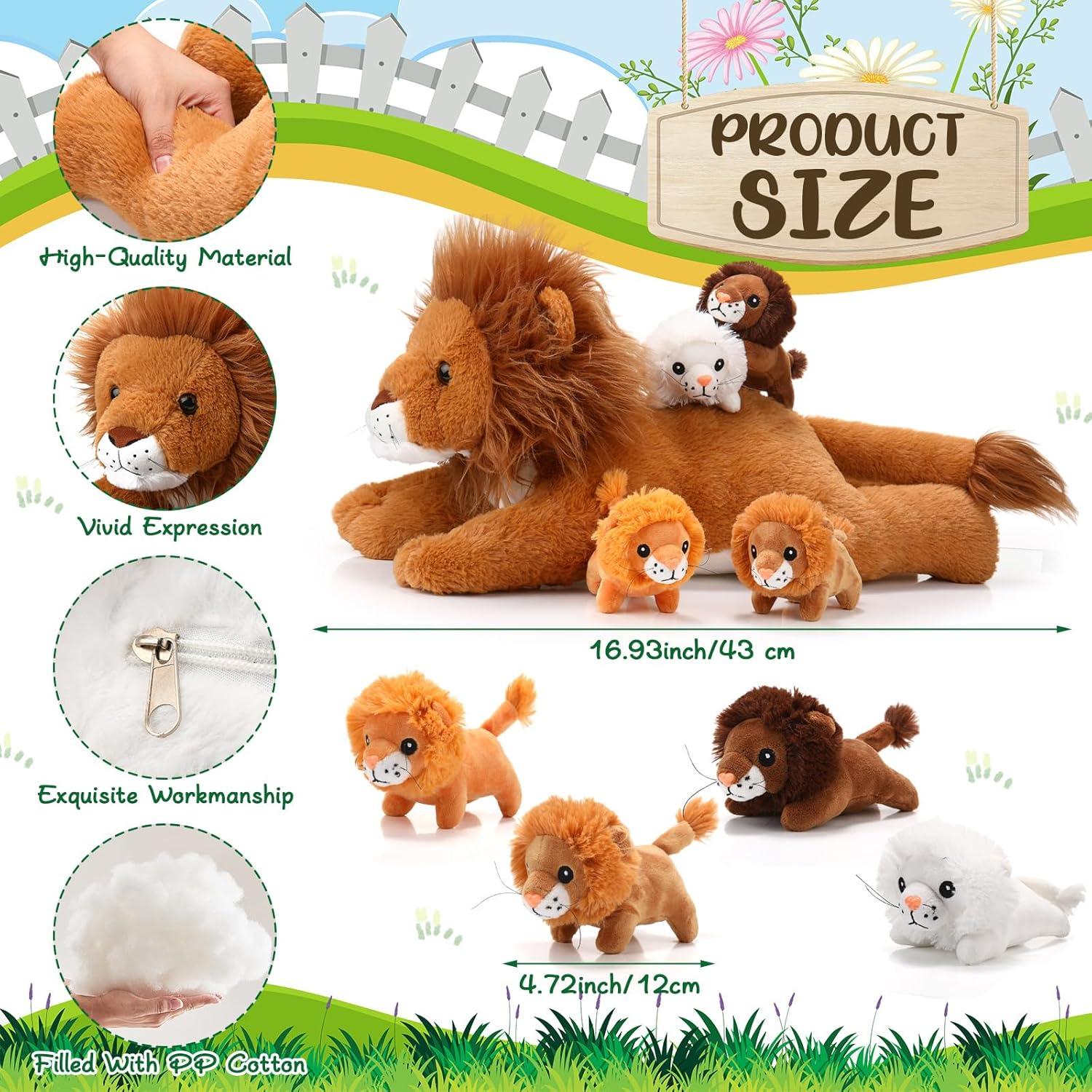 Conjunto de Peluches de León Honoson 5 Pcs 43 cm y 12 cm