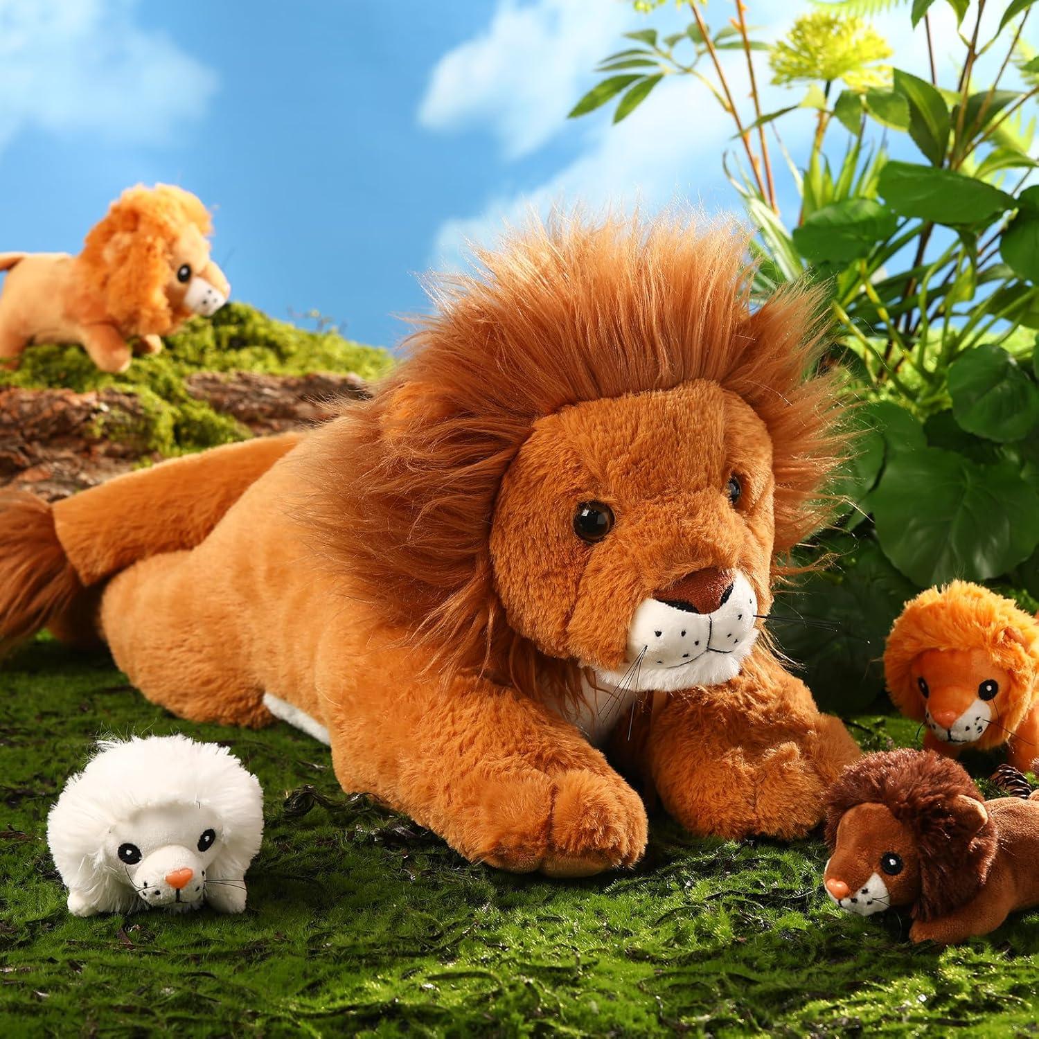 Conjunto de Peluches de León Honoson 5 Pcs 43 cm y 12 cm
