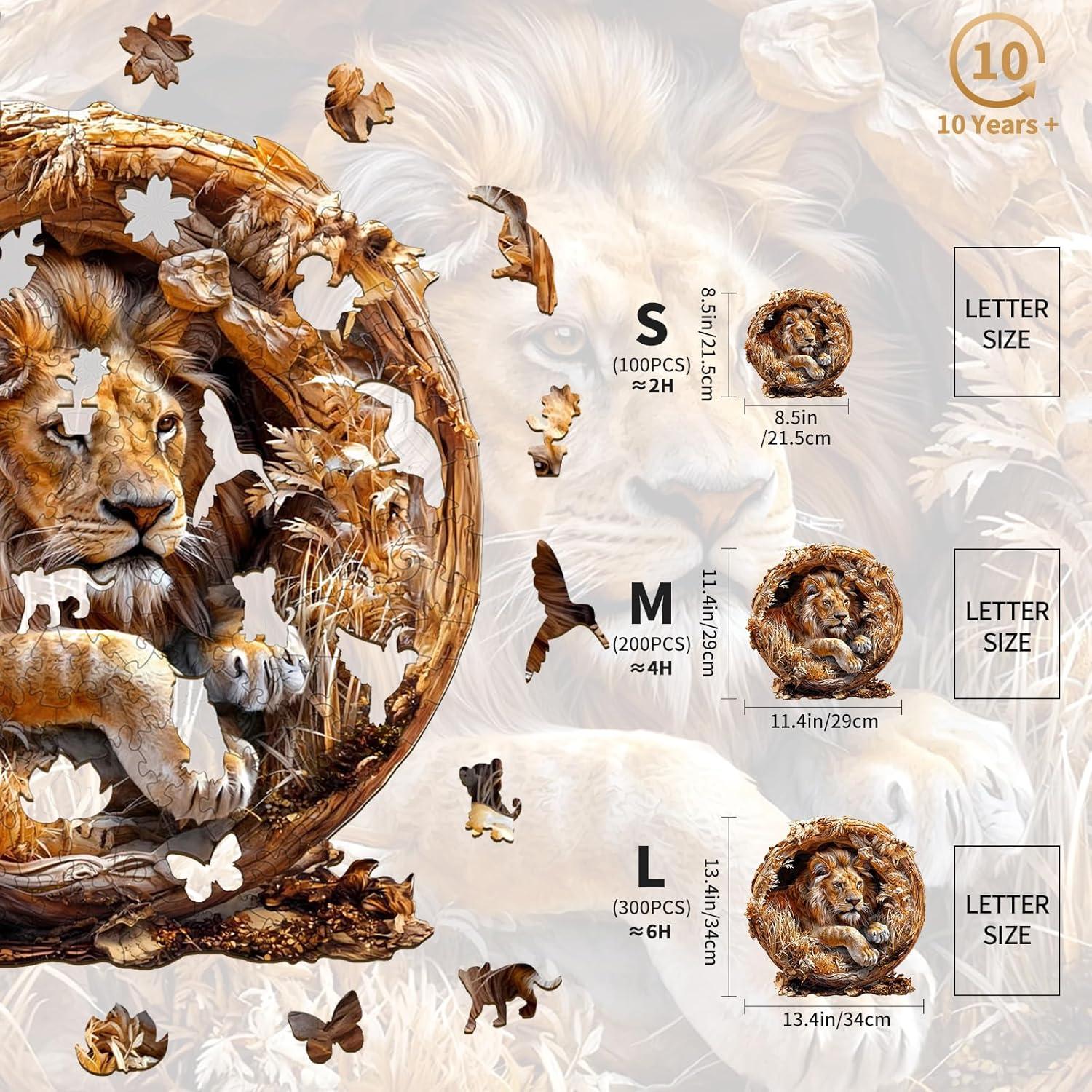 Rompecabezas de Madera KAAYEE 3D Rey León 200 Piezas 29x29 cm