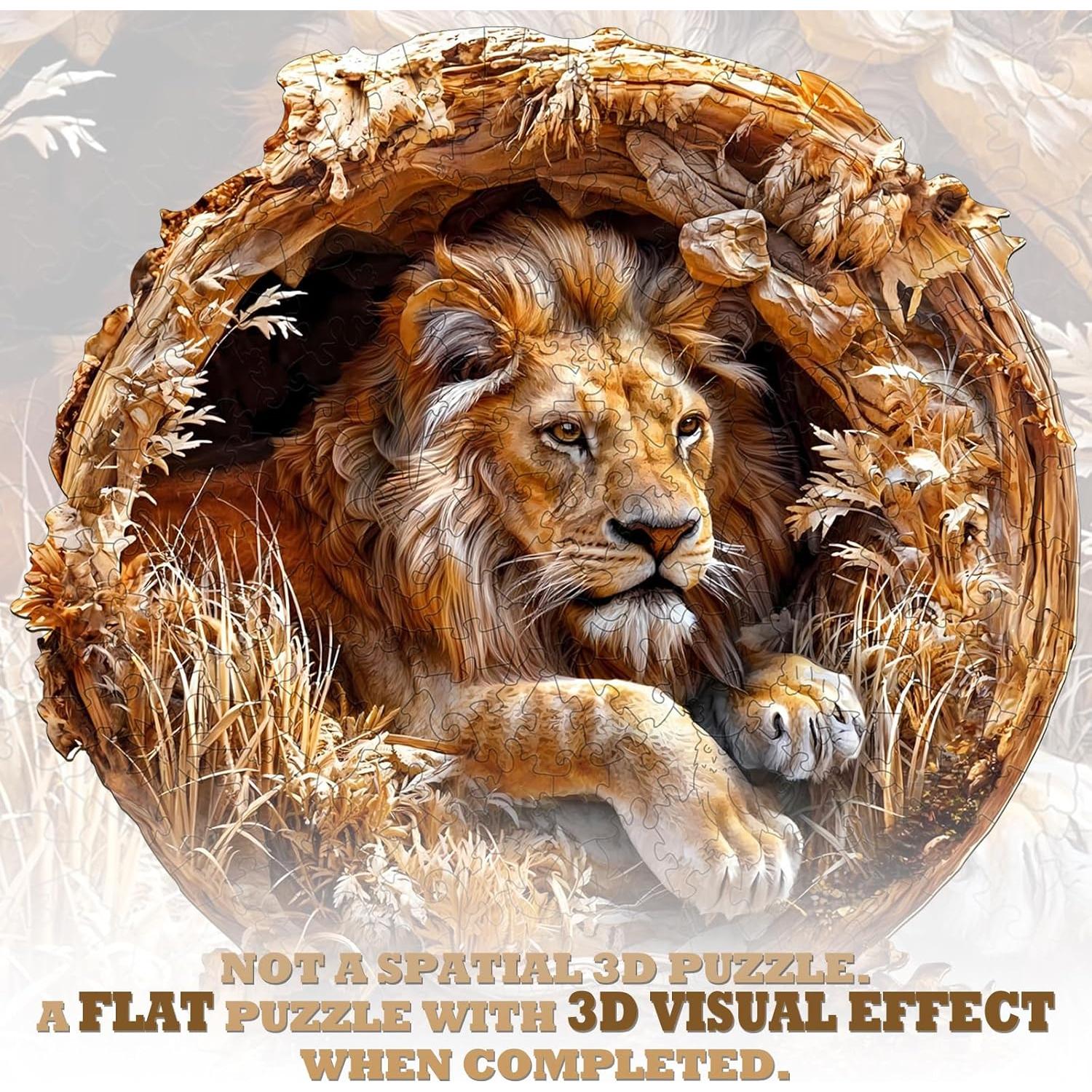 Rompecabezas de Madera KAAYEE 3D Rey León 200 Piezas 29x29 cm