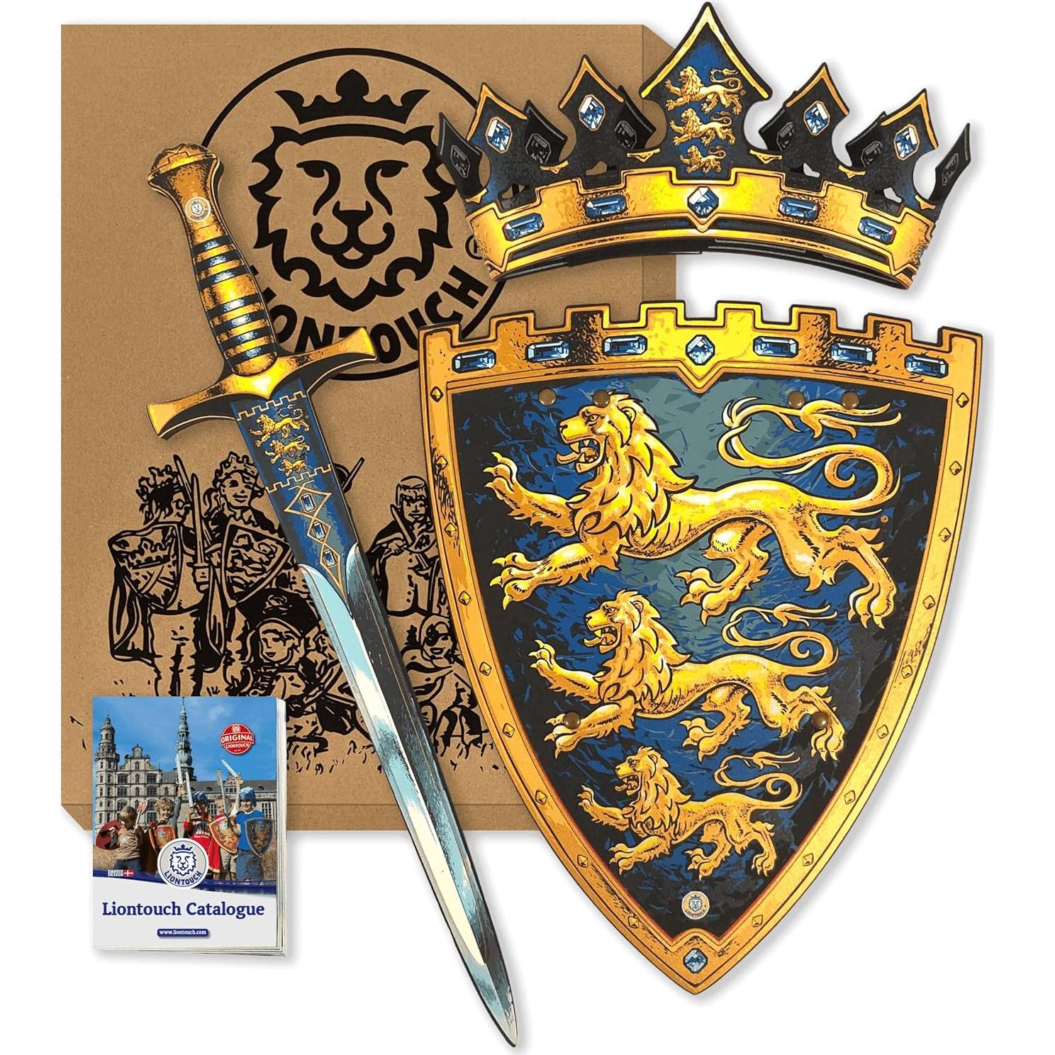 Liontouch Set Espada, Escudo y Corona Triple León - Juguetes Medievales para Niños 3-8 Años