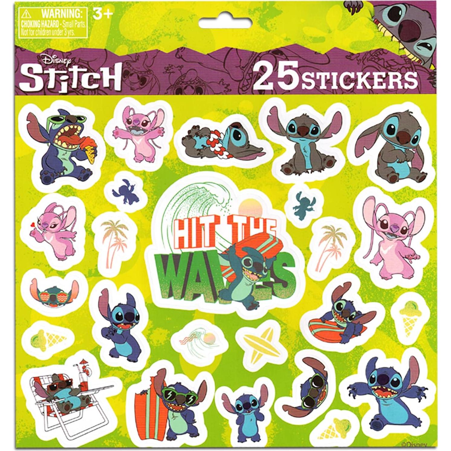 Stitch Fingerboard Toy Set ~ 3 Pc Bundle with Stitch Finger Skateboard for Kids, Lilo and Stitch Stickers, and a Beach Kids Door Hanger | Stitch Party Favors