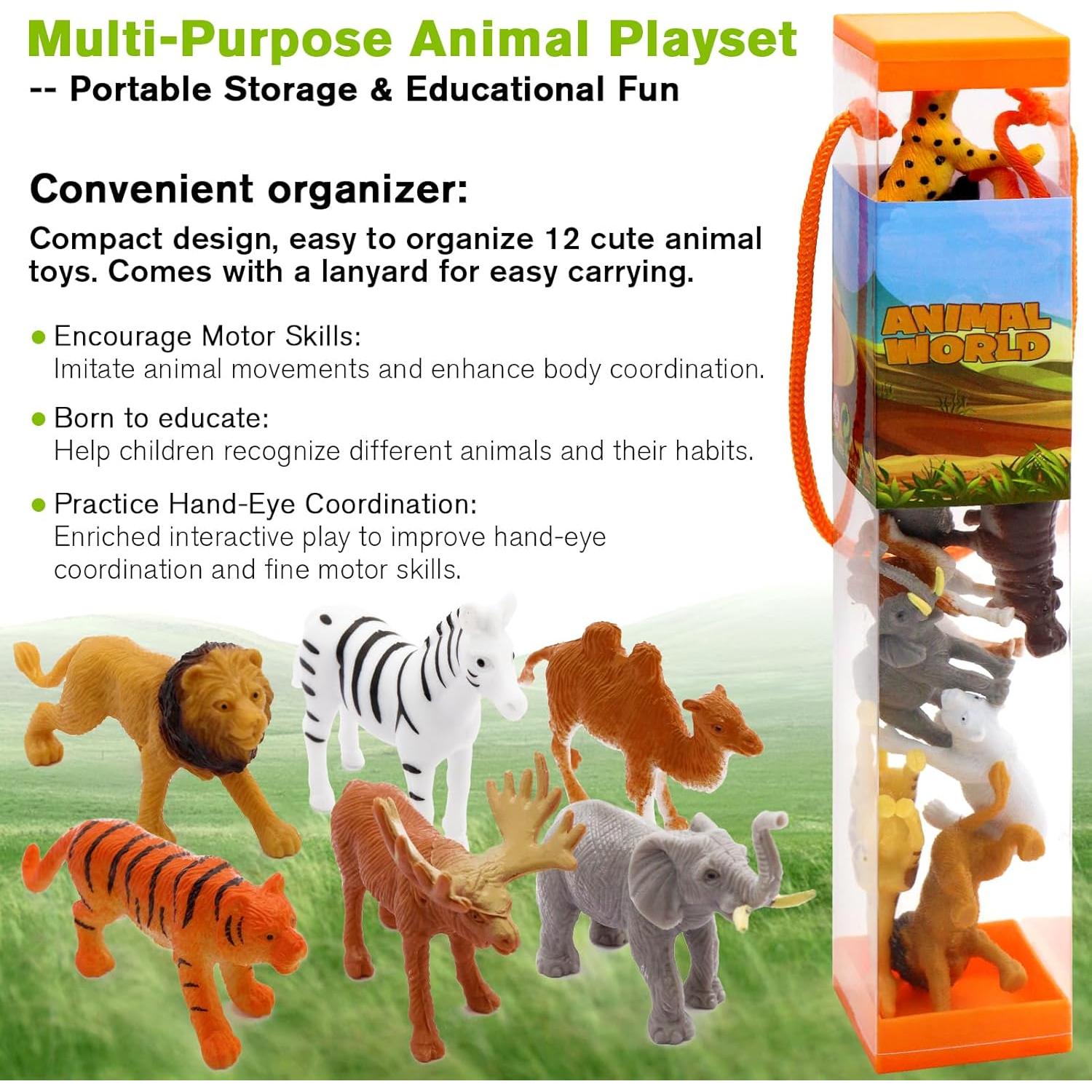12 Figuras de Animales Salvajes Fun Gift - Juguetes Educativos