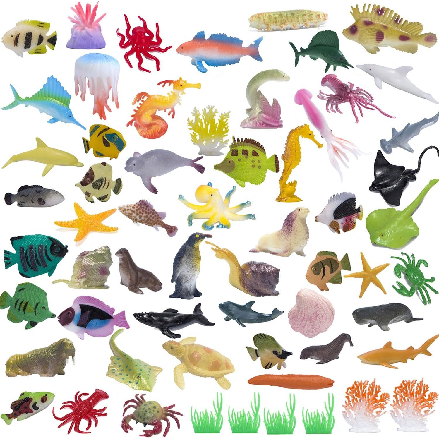 Juego de 60 Figuras de Animales Marinos Kimicare - Juguetes Educativos