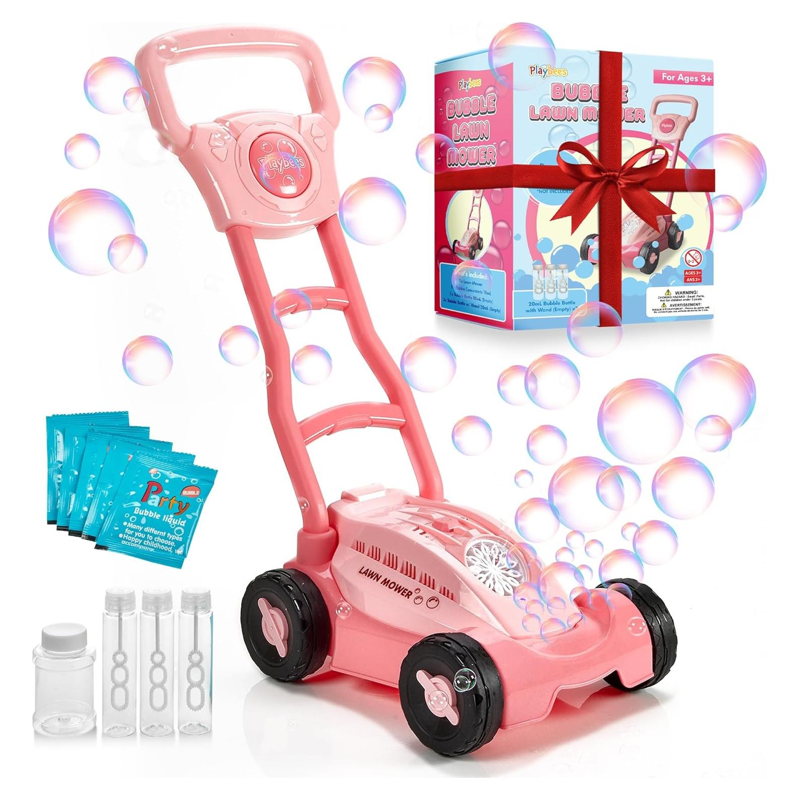 Cortacésped de Burbuja Rosa para Niños 3 a 5 Años - Juguete de Jardín