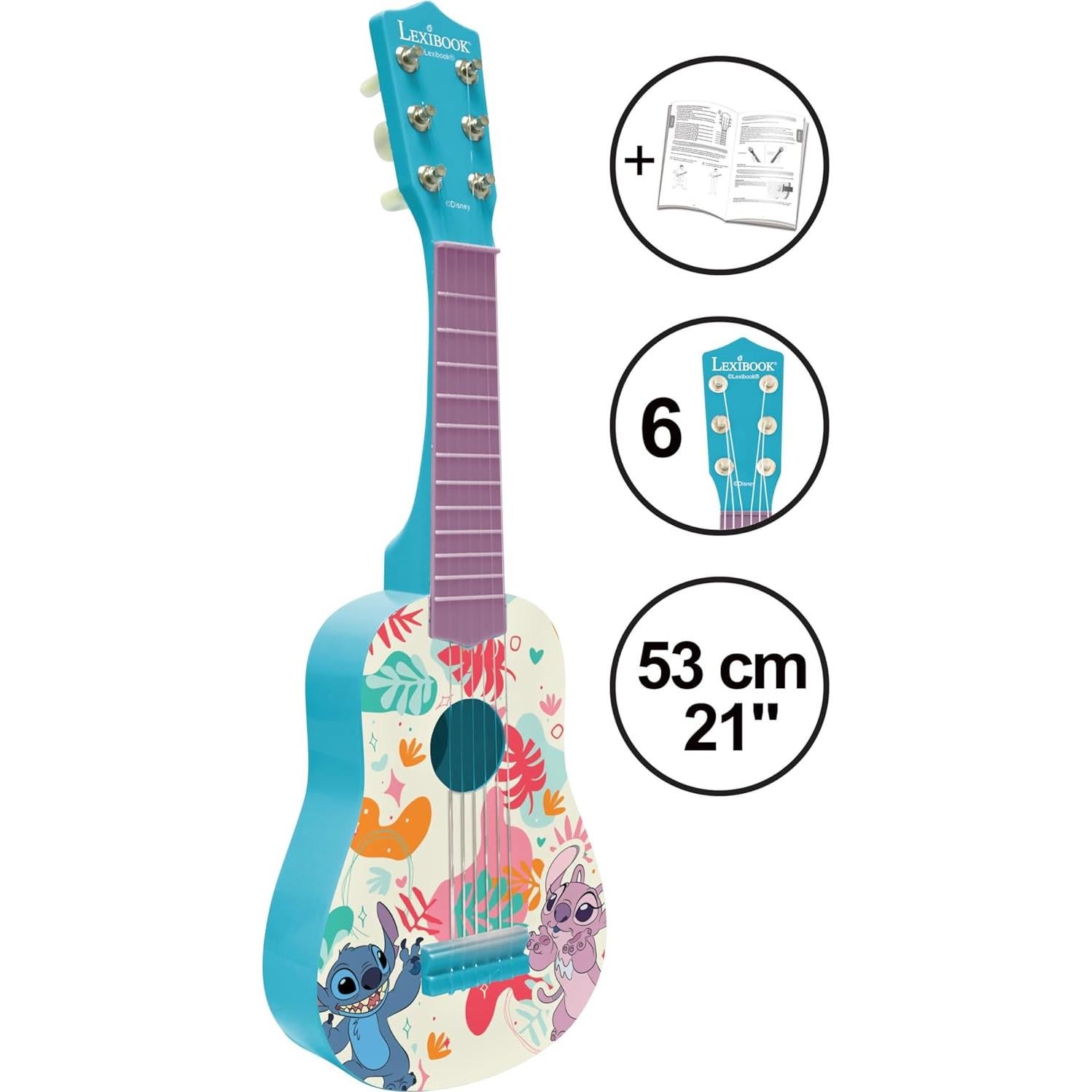 Guitarra Infantil Lexibook Disney Stitch 53 cm 6 Cuerdas Nylon