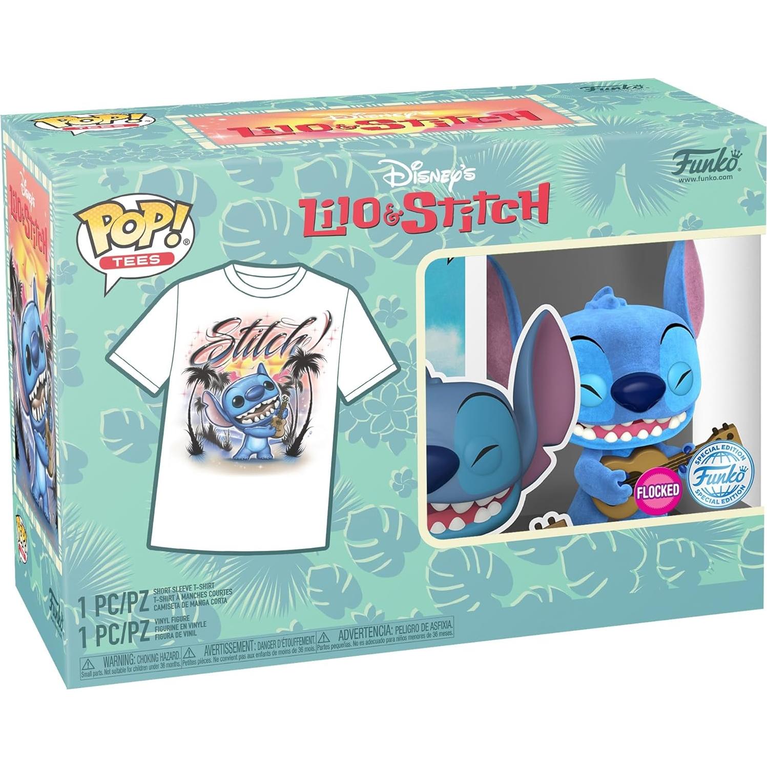 Set Funko Pop! & Tee Lilo y Stitch - Ukelele Stitch Flocked XS