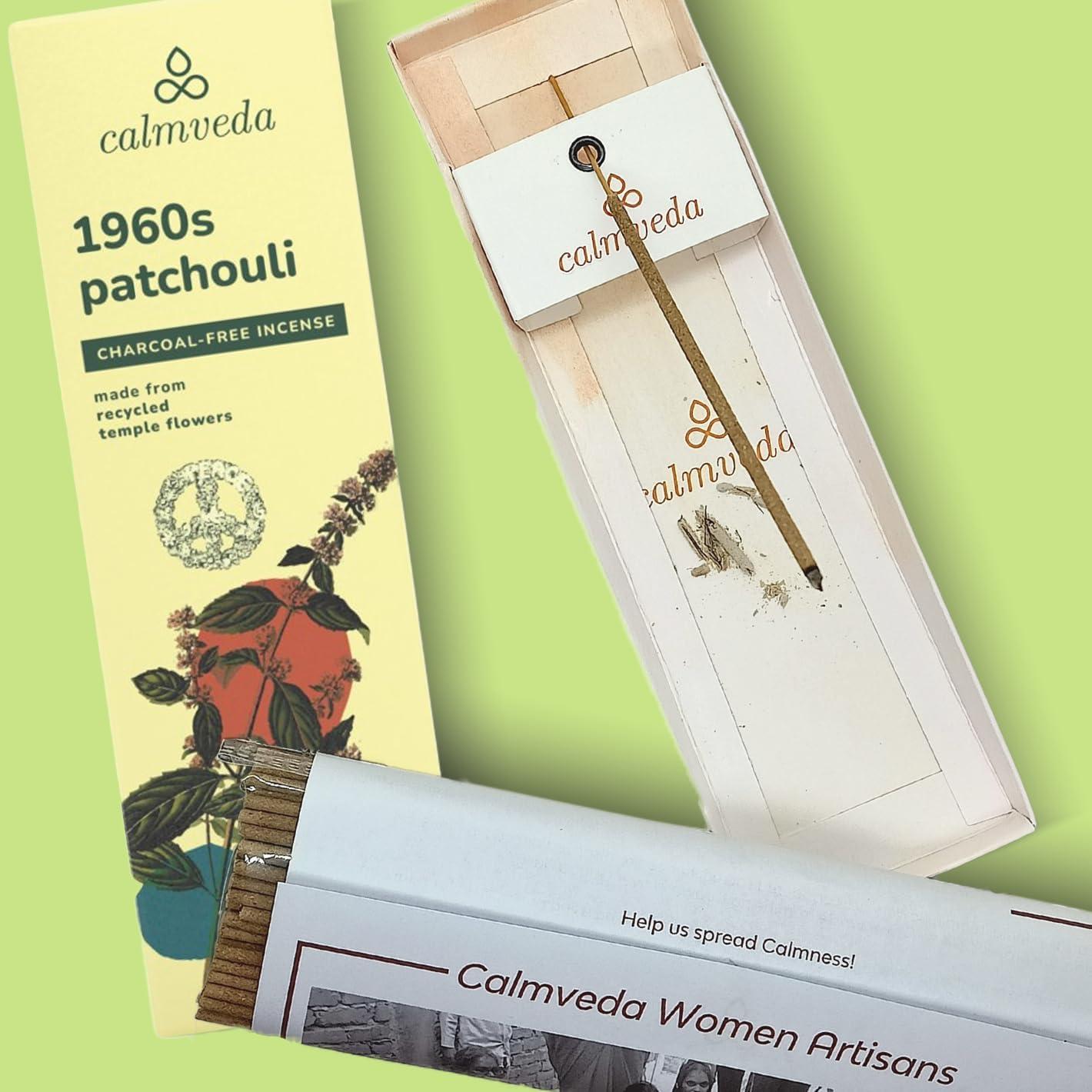 Incienso Patchouli Calmveda - 80 Varitas Orgánicas Sin Carbón