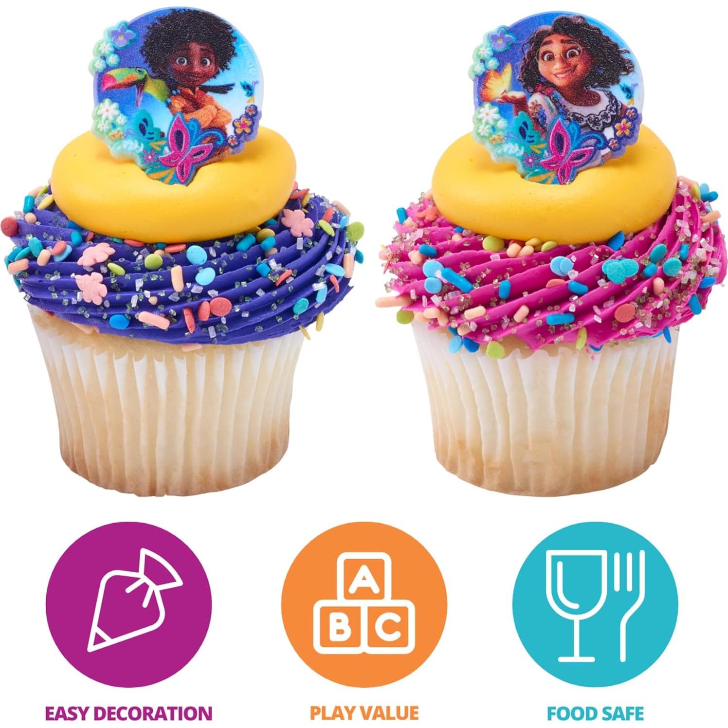 DecoPac Anillos Disney Encanto - 24 Decoraciones para Cupcakes