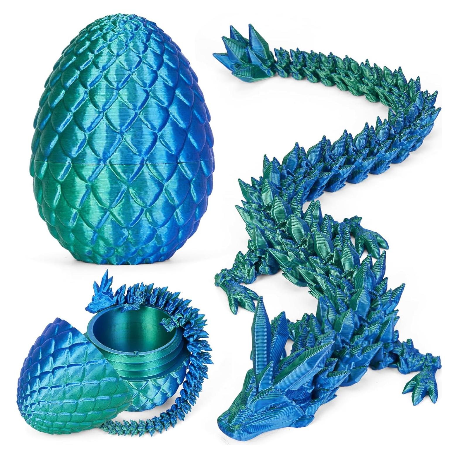 Huevo de Dragón 3D YILCER con Dragón Articulado Verde