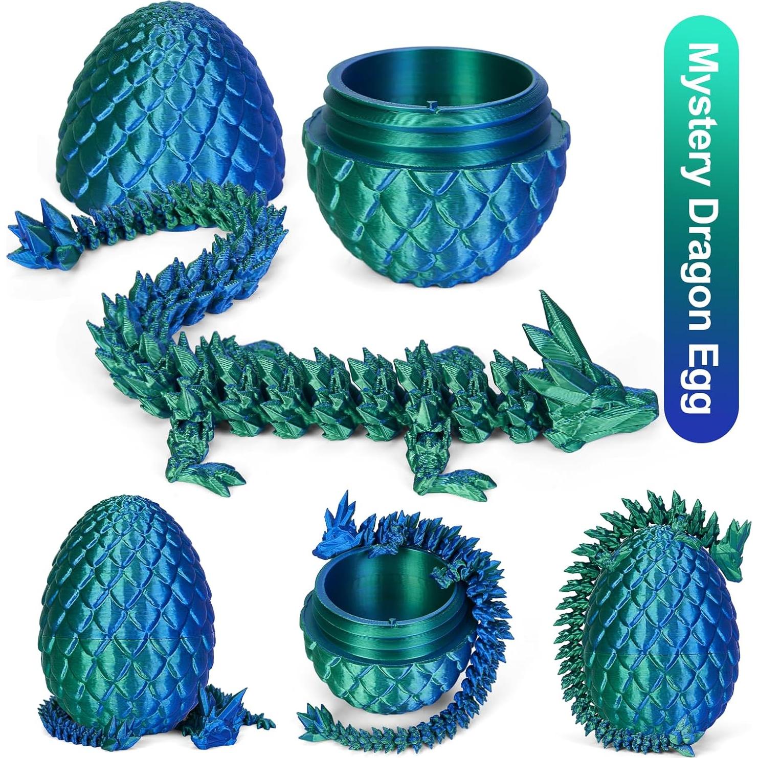 Huevo de Dragón 3D YILCER con Dragón Articulado Verde