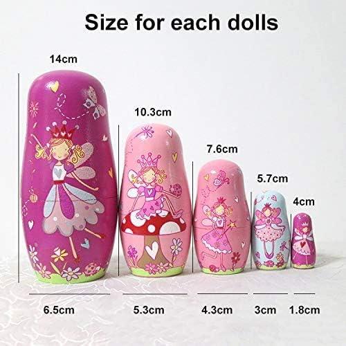 Muñecas Matryoshka Kakeah Juego de 5 Piezas de Madera